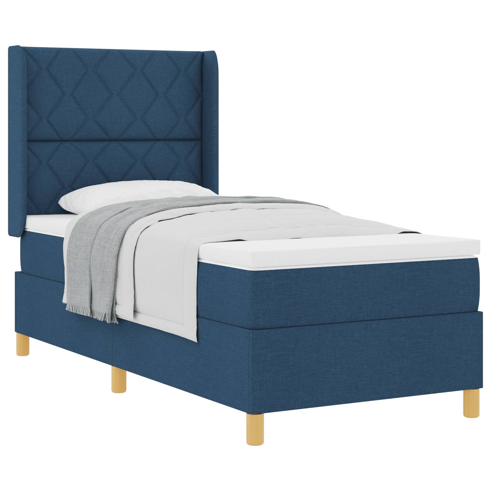 vidaXL Boxspringbett mit Matratze Blau 90x190 cm Stoff