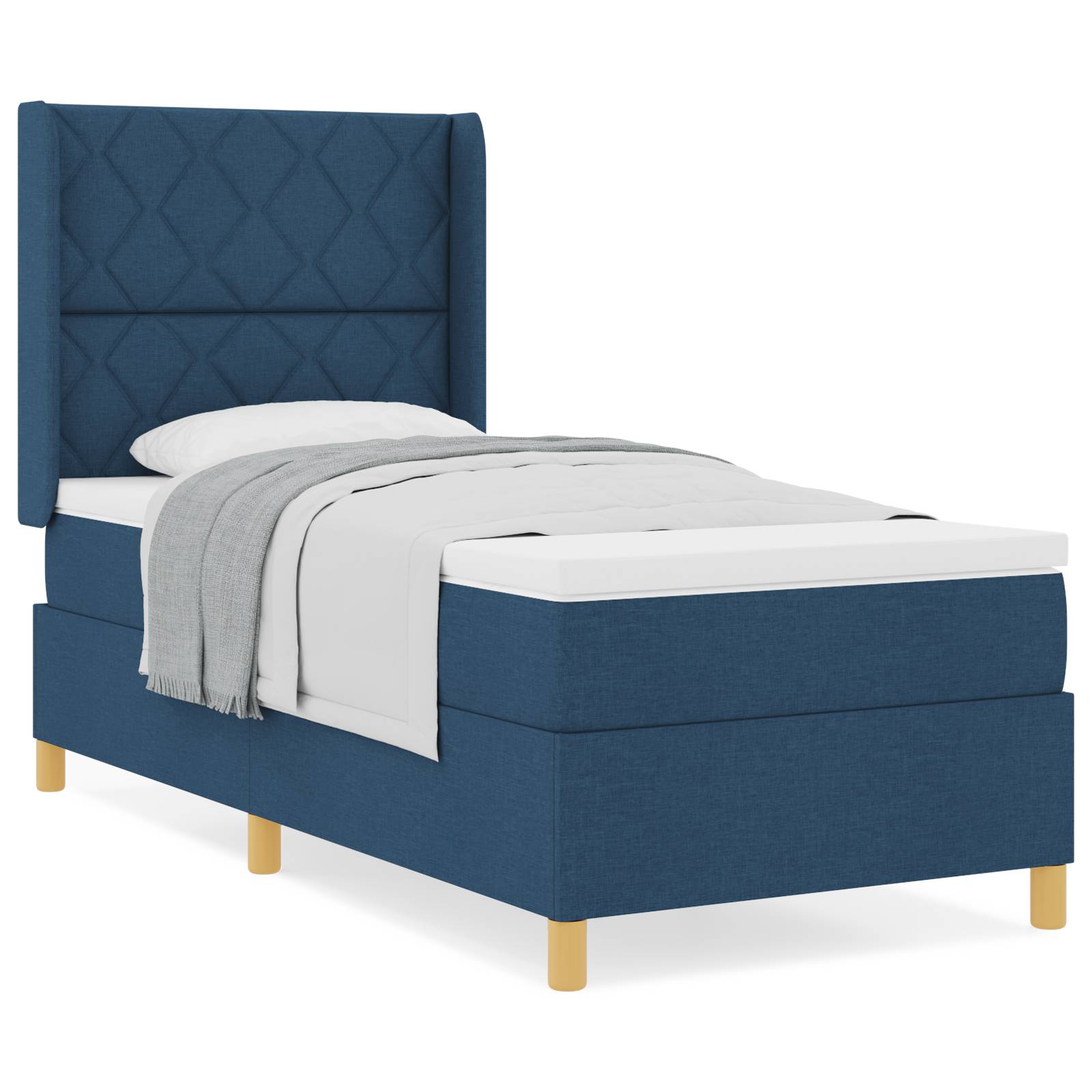 vidaXL Boxspringbett mit Matratze Blau 90x190 cm Stoff
