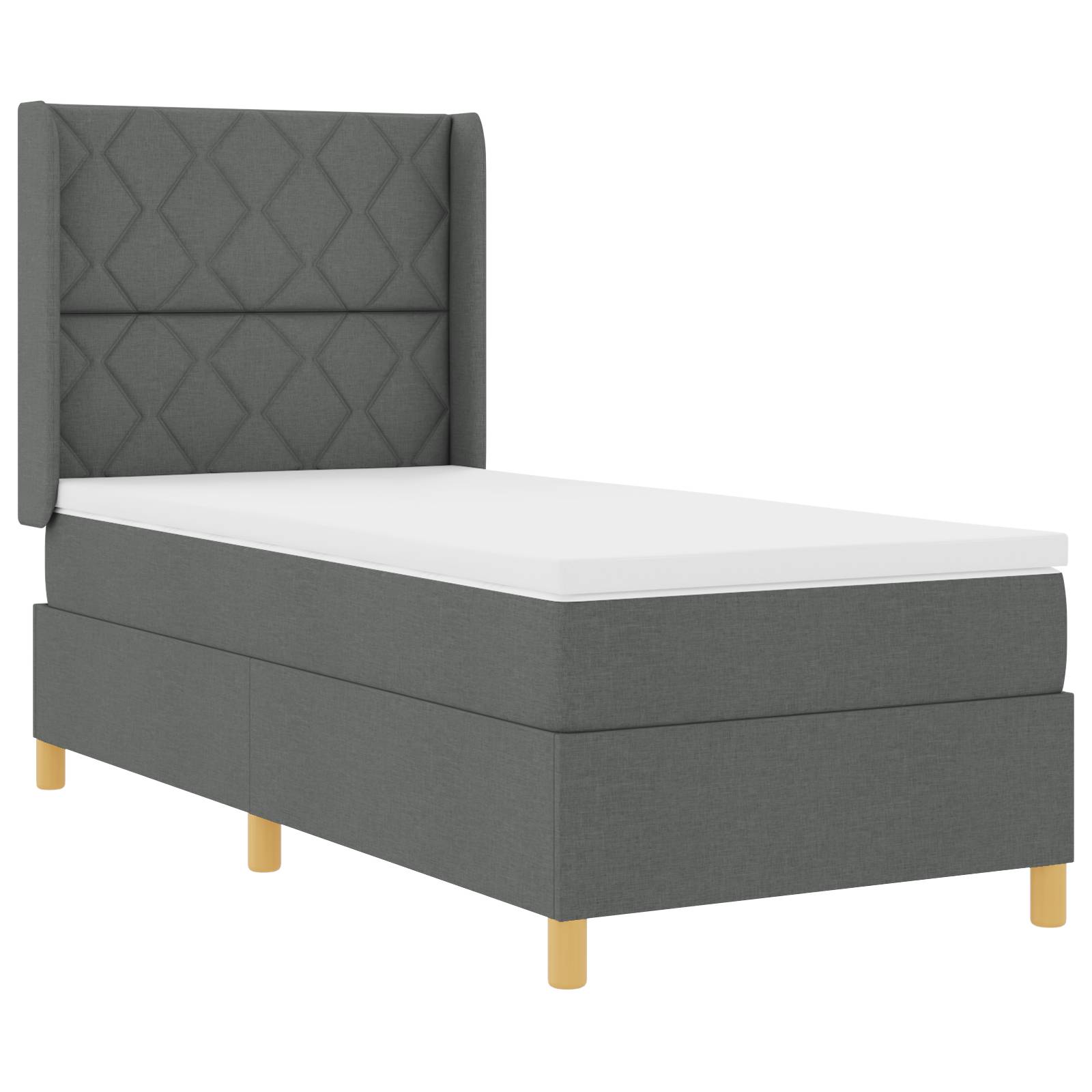 vidaXL LED Boxspringbett mit Matratze Dunkelgrau 90x190 cm Stoff