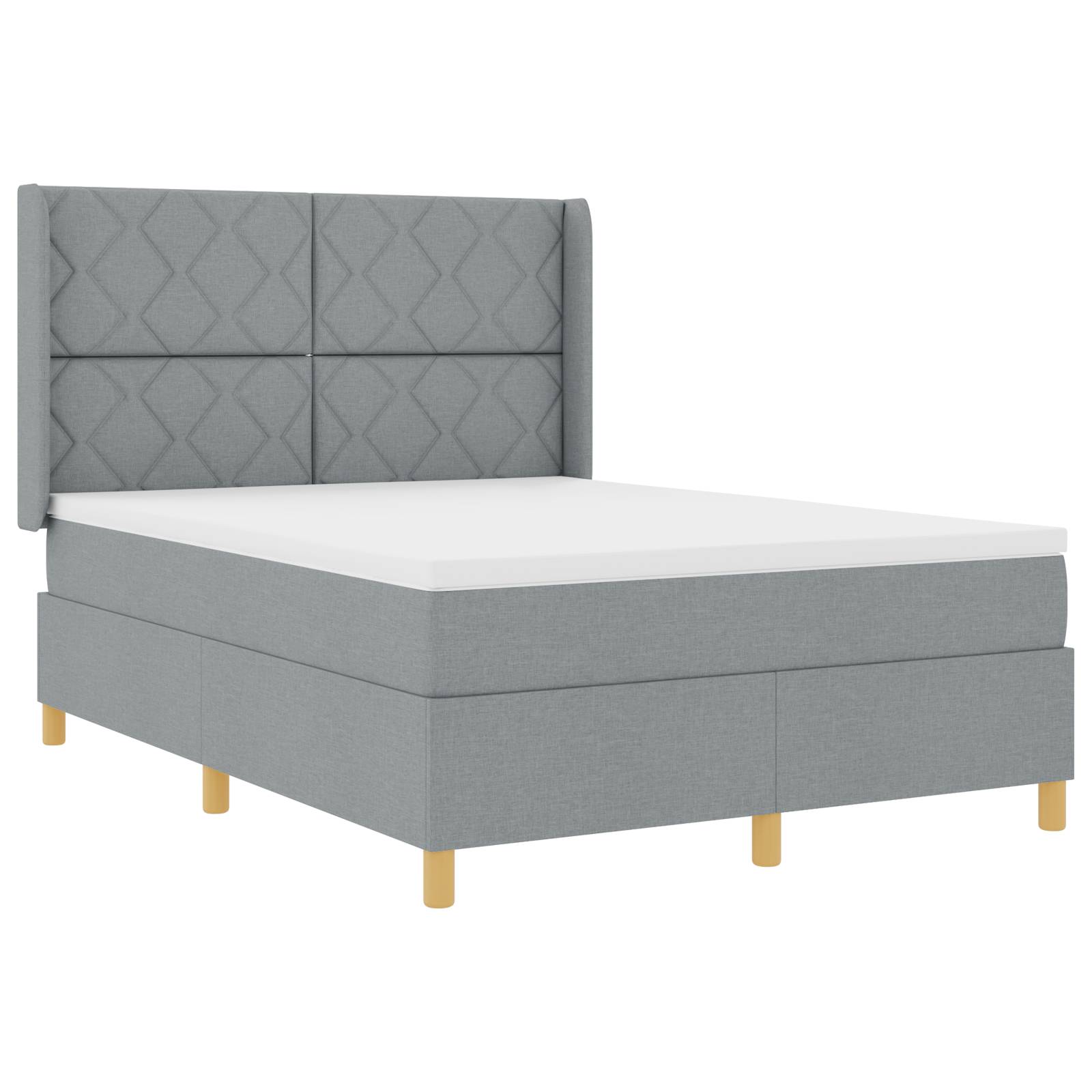 vidaXL LED Boxspringbett mit Matratze Hellgrau 140x190 cm Stoff