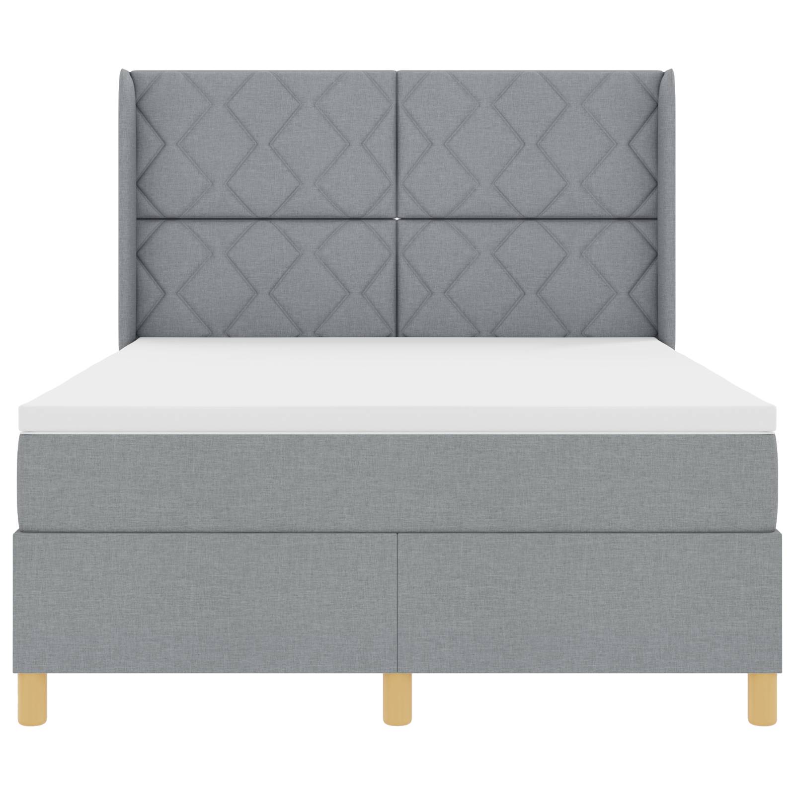 vidaXL Boxspringbett mit Matratze Hellgrau 140x190 cm Stoff