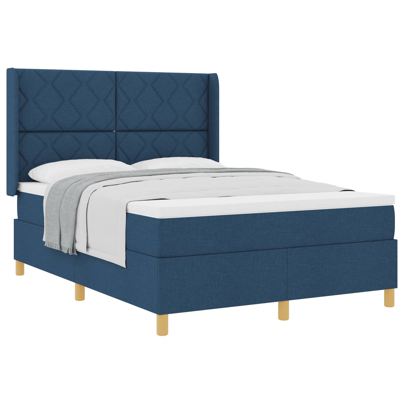 vidaXL Boxspringbett mit Matratze Blau 140x200 cm Stoff