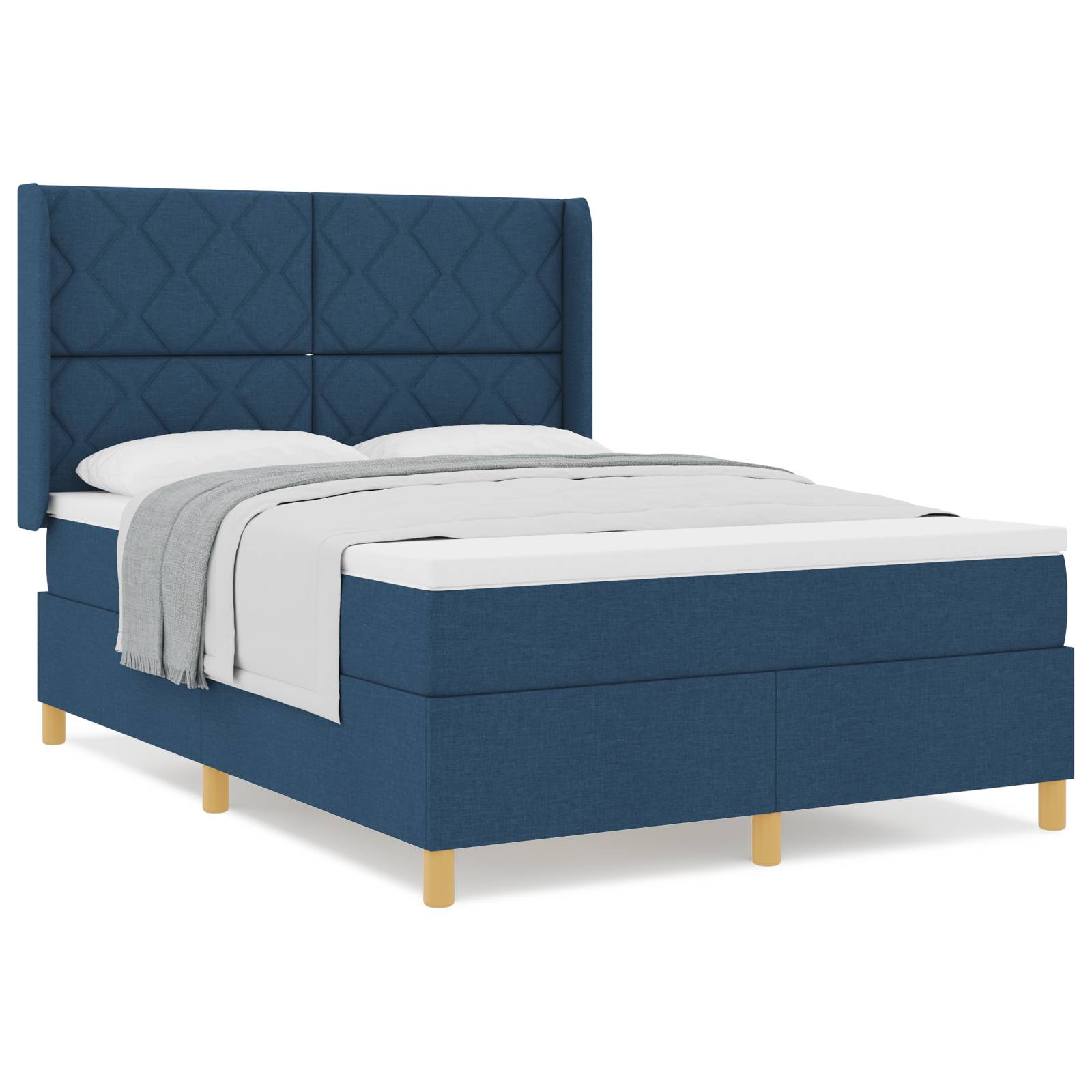 vidaXL Boxspringbett mit Matratze Blau 140x200 cm Stoff