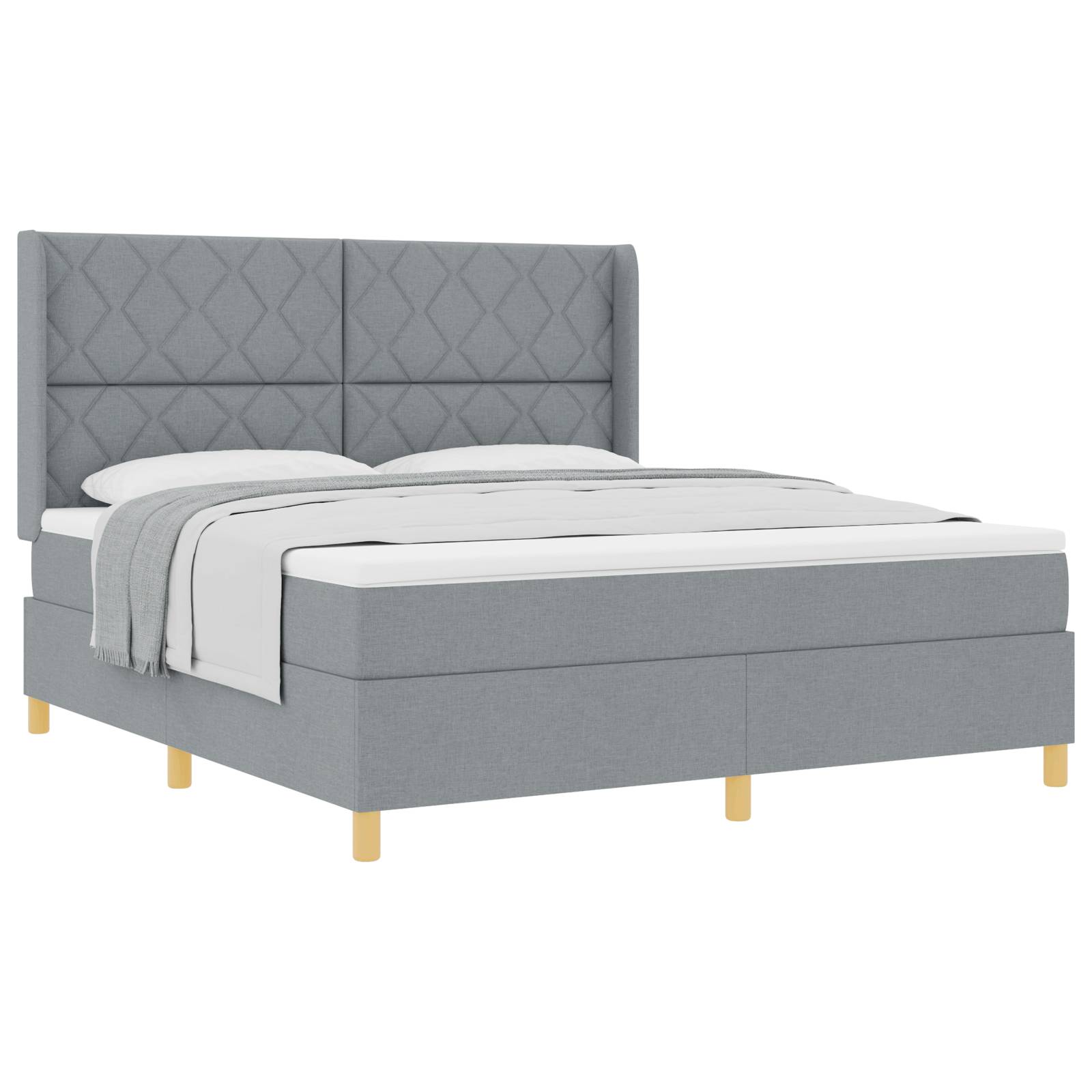 vidaXL Boxspringbett mit Matratze Hellgrau 180x200 cm Stoff