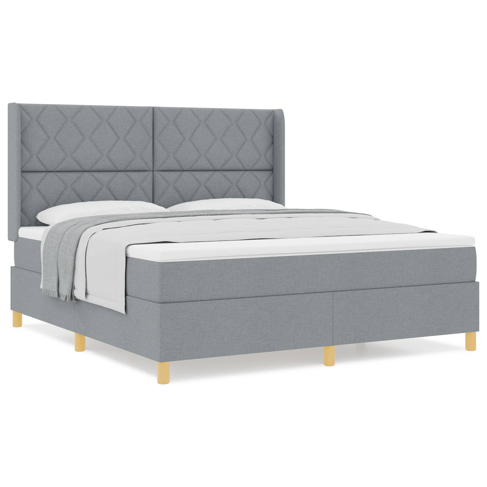 vidaXL Boxspringbett mit Matratze Hellgrau 180x200 cm Stoff