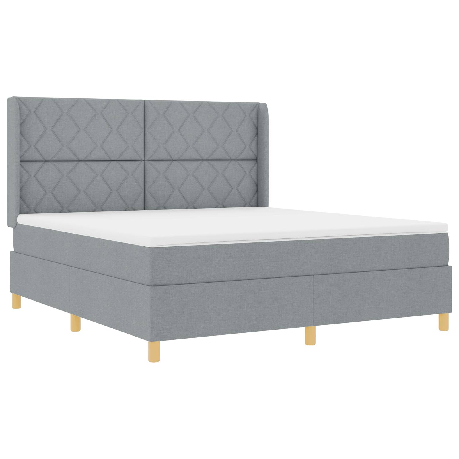vidaXL Boxspringbett mit Matratze Hellgrau 180x200 cm Stoff