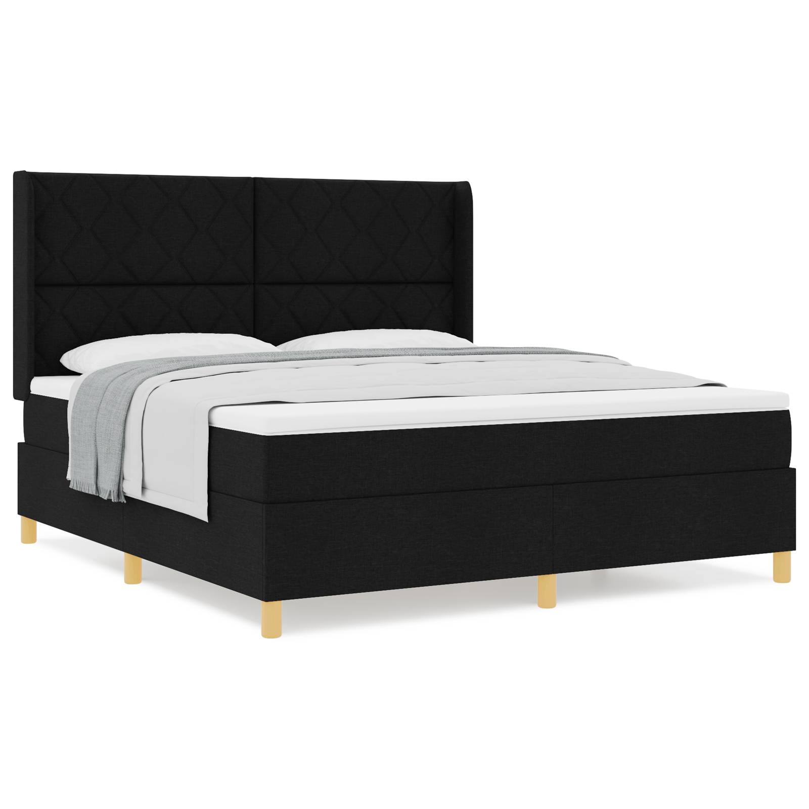 vidaXL Boxspringbett mit Matratze Schwarz 180x200 cm Stoff