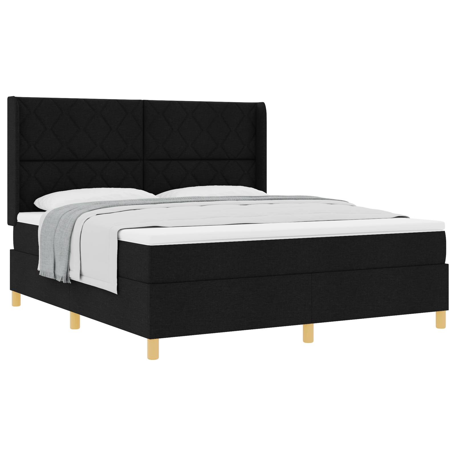 vidaXL Boxspringbett mit Matratze Schwarz 180x200 cm Stoff