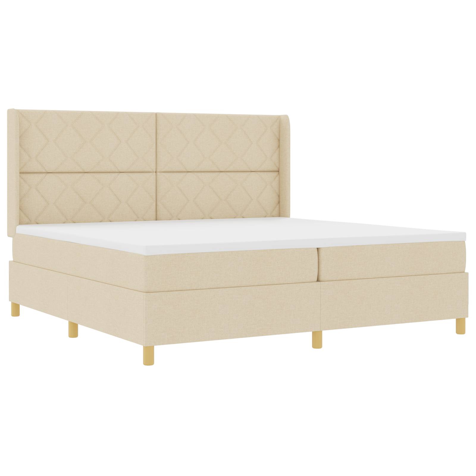 vidaXL LED Boxspringbett mit Matratze Creme 200x200 cm Stoff