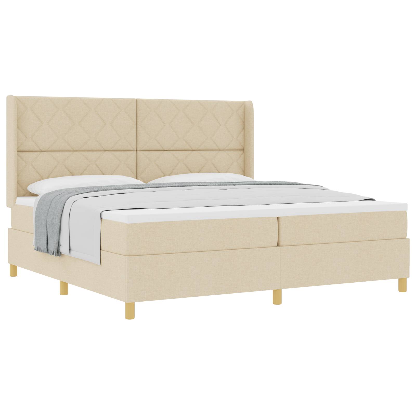 vidaXL Boxspringbett mit Matratze Creme 200x200 cm Stoff