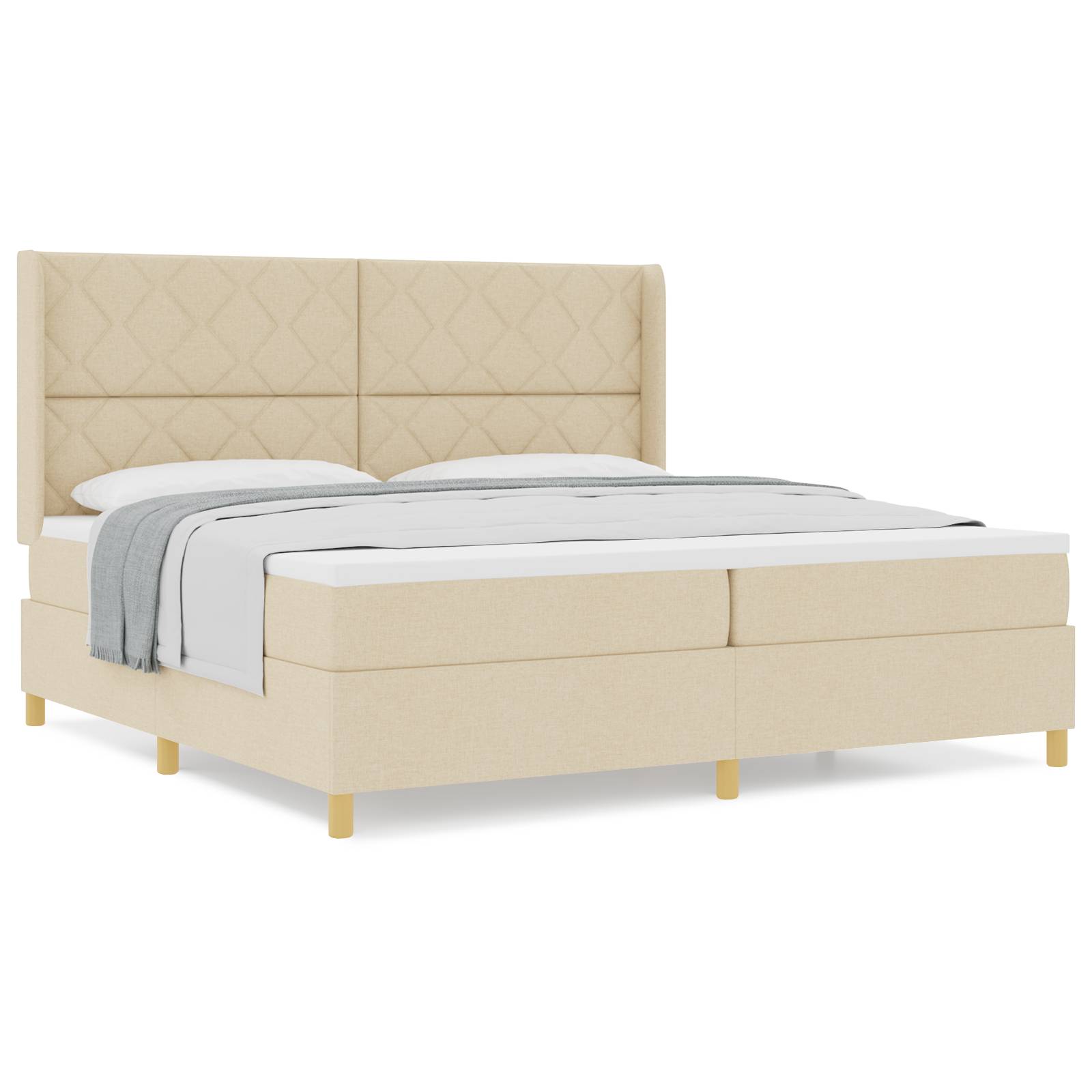 vidaXL Boxspringbett mit Matratze Creme 200x200 cm Stoff