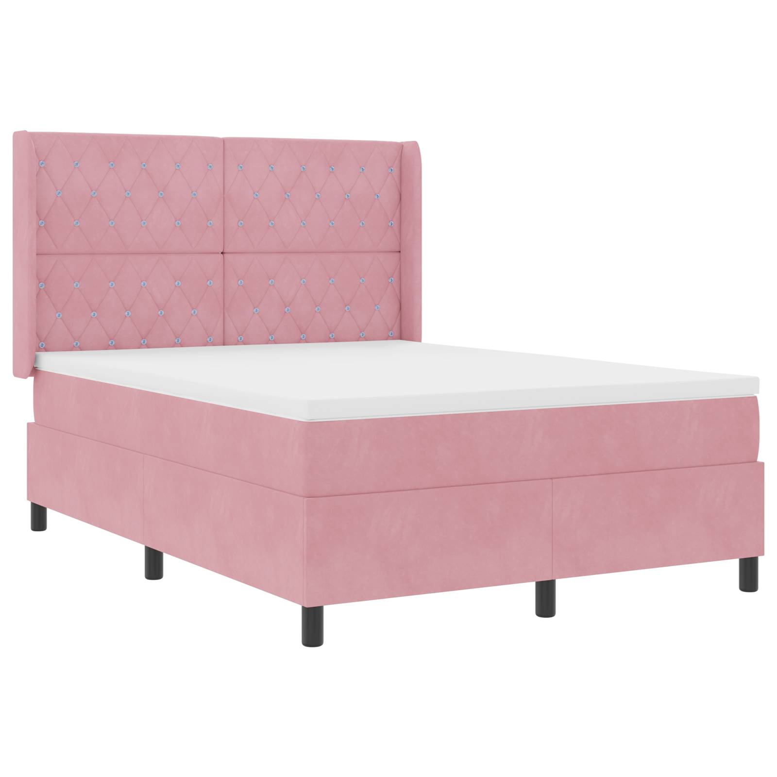 vidaXL Boxspringbett mit Matratze Rosa 140x190 cm Samt
