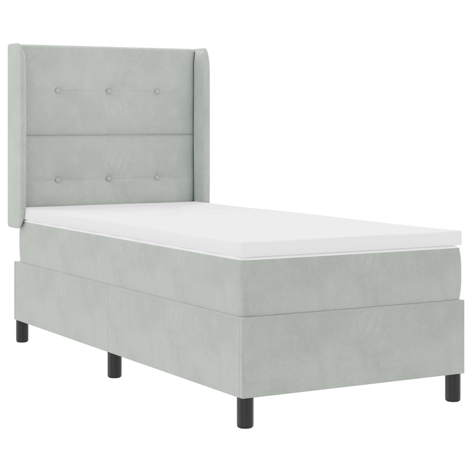 vidaXL LED Boxspringbett mit Matratze Hellgrau 90x190 cm Samt