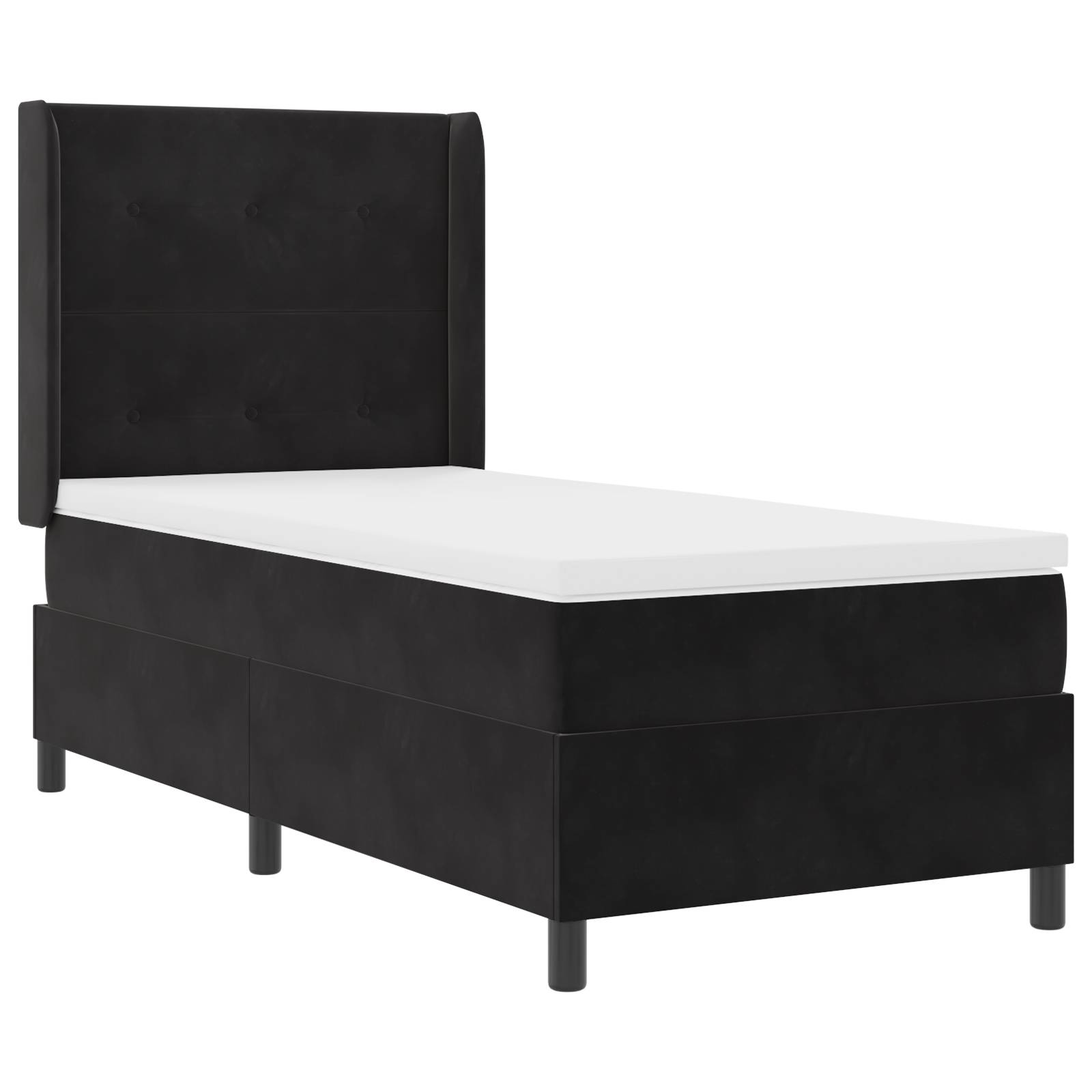vidaXL LED Boxspringbett mit Matratze Schwarz 90x190 cm Samt