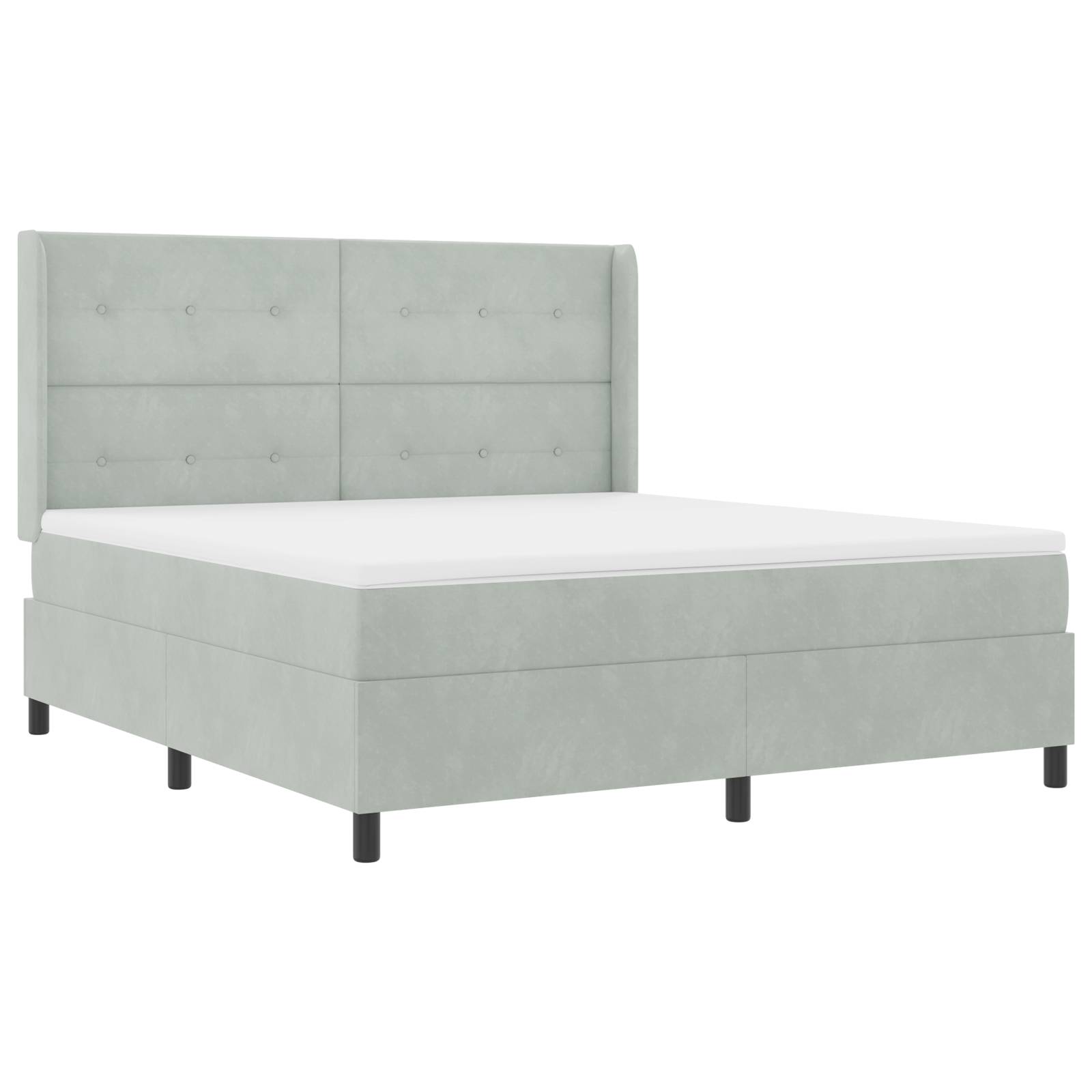 vidaXL Boxspringbett mit Matratze Hellgrau 180x200 cm Samt