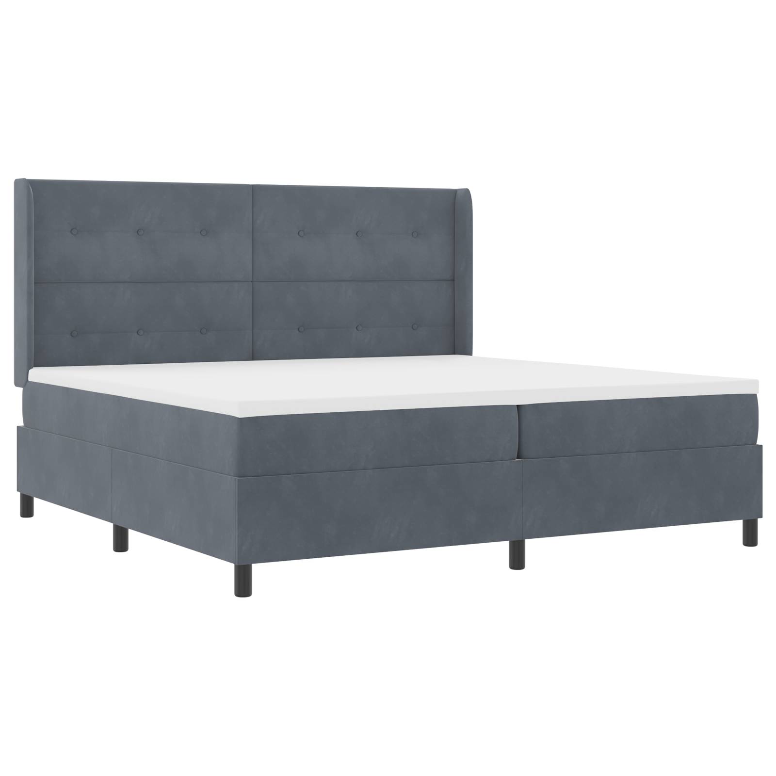 vidaXL LED Boxspringbett mit Matratze Dunkelgrau 200x200 cm Samt