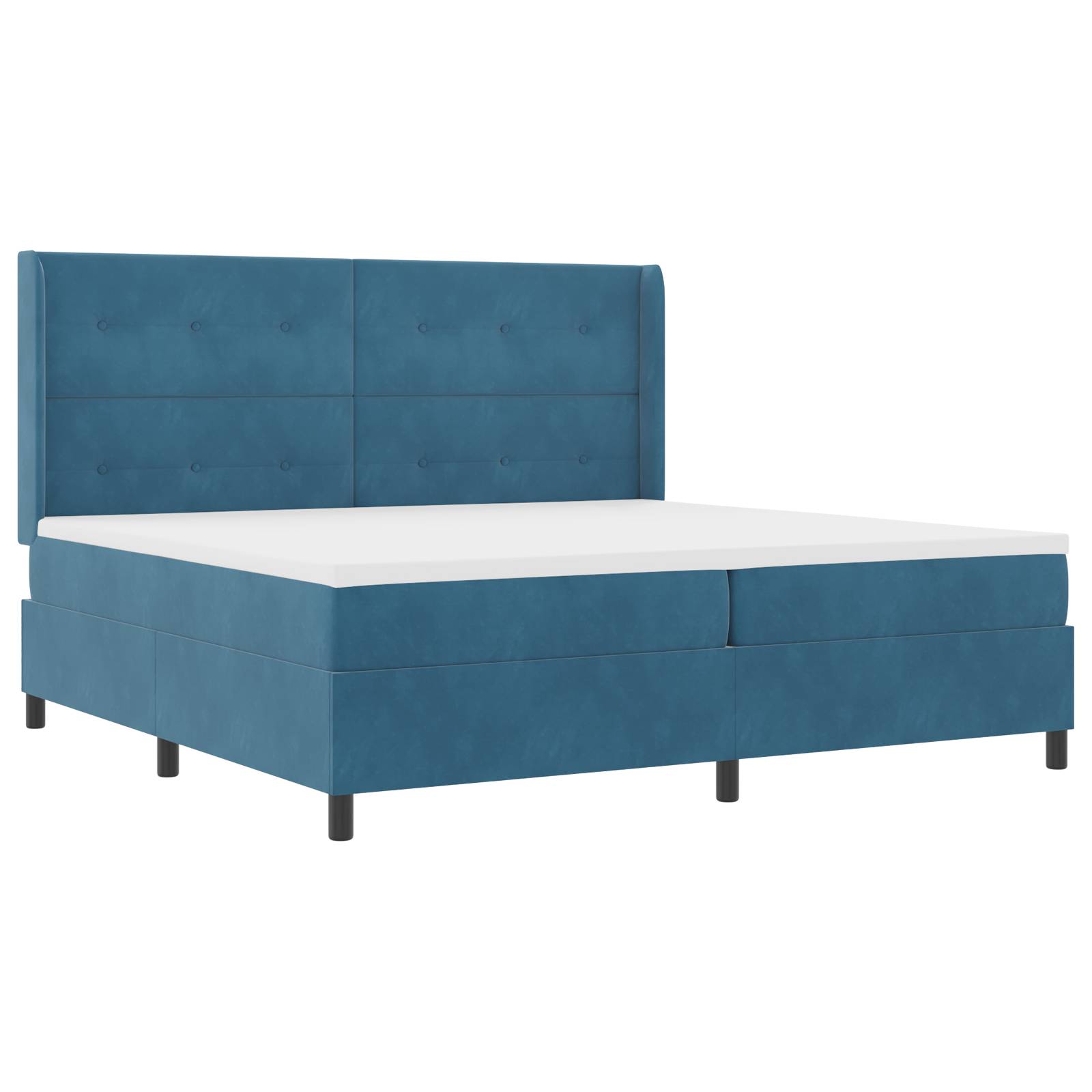 vidaXL LED Boxspringbett mit Matratze Dunkelblau 200x200 cm Samt