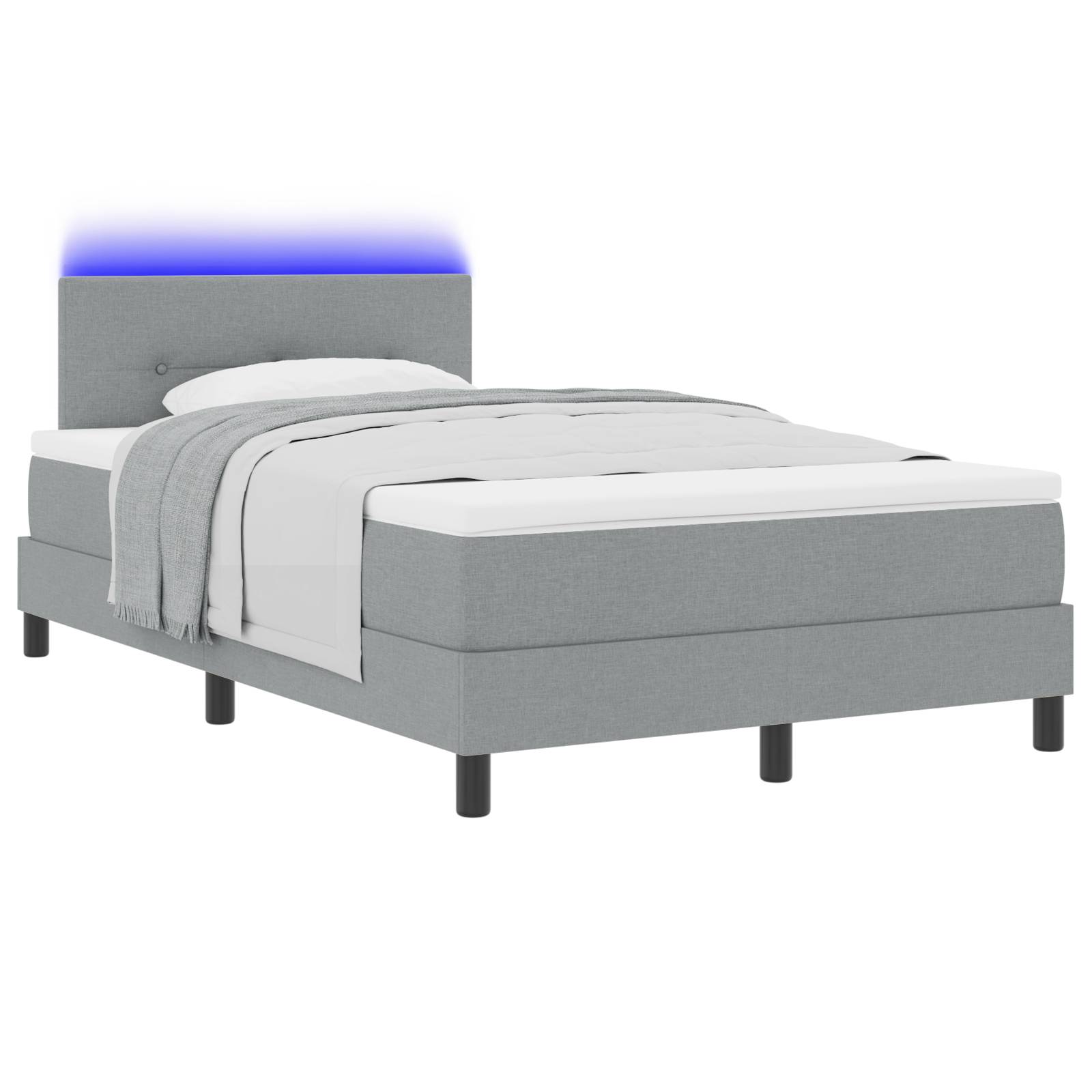 vidaXL LED Boxspringbett mit Matratze Hellgrau 120x190 cm Stoff