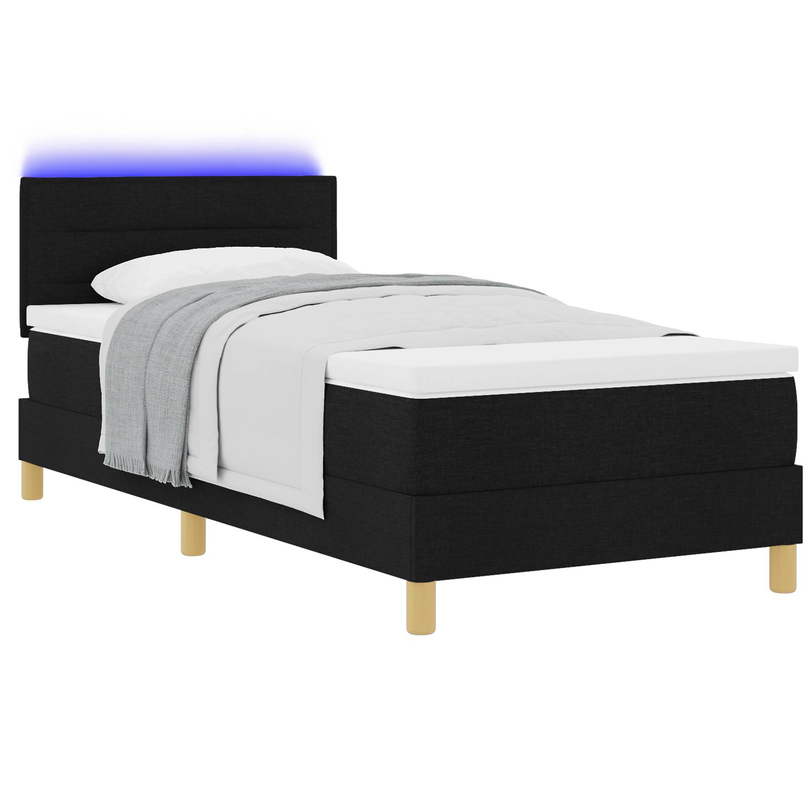 vidaXL Boxspringbett mit Matratze & LED Schwarz 80x200 cm Stoff