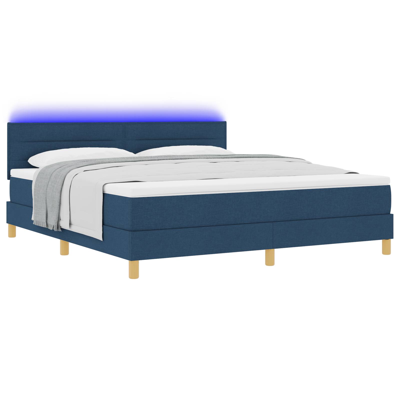 vidaXL Boxspringbett mit Matratze & LED Blau 180x200 cm Stoff