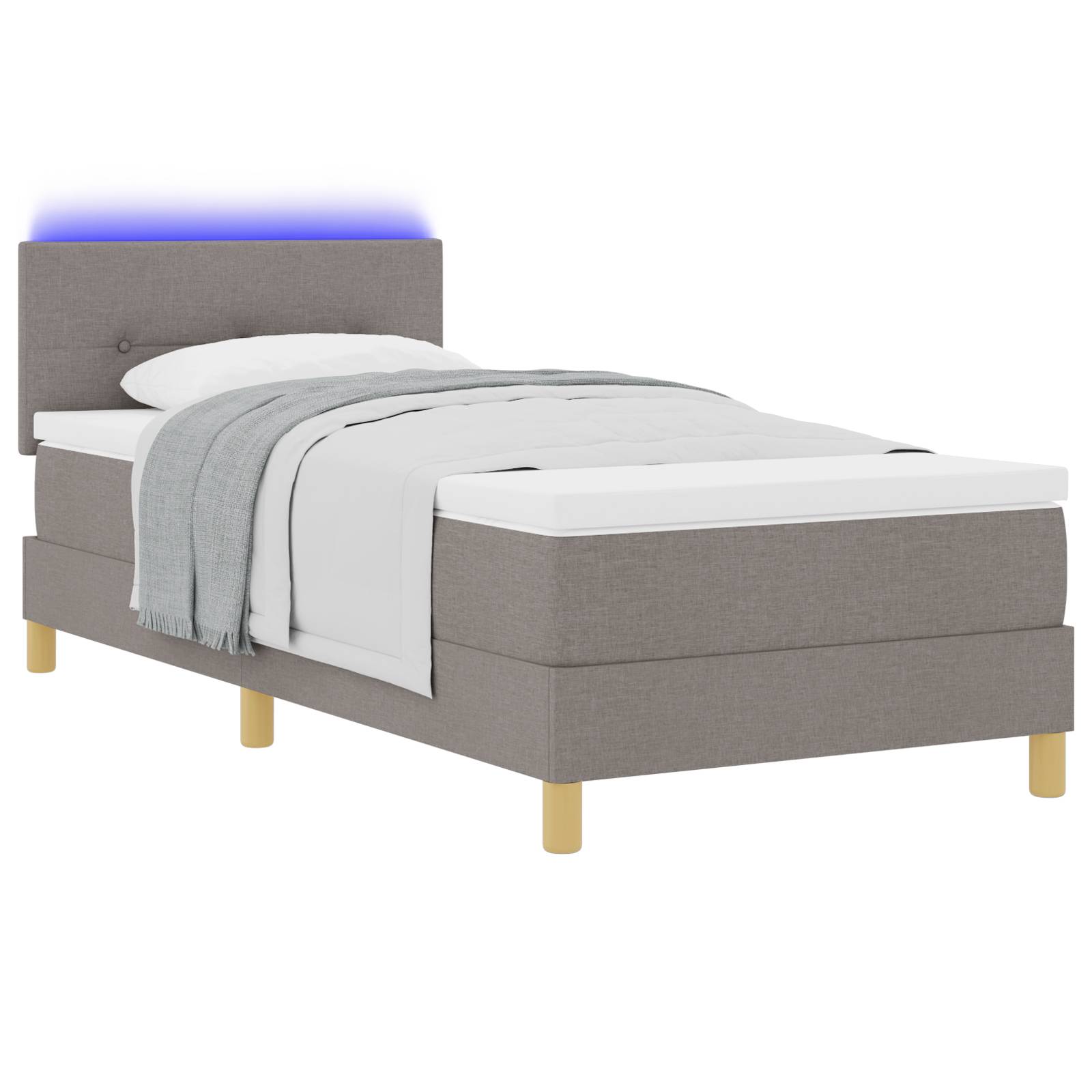 vidaXL Boxspringbett mit Matratze & LED Taupe 80x200 cm Stoff