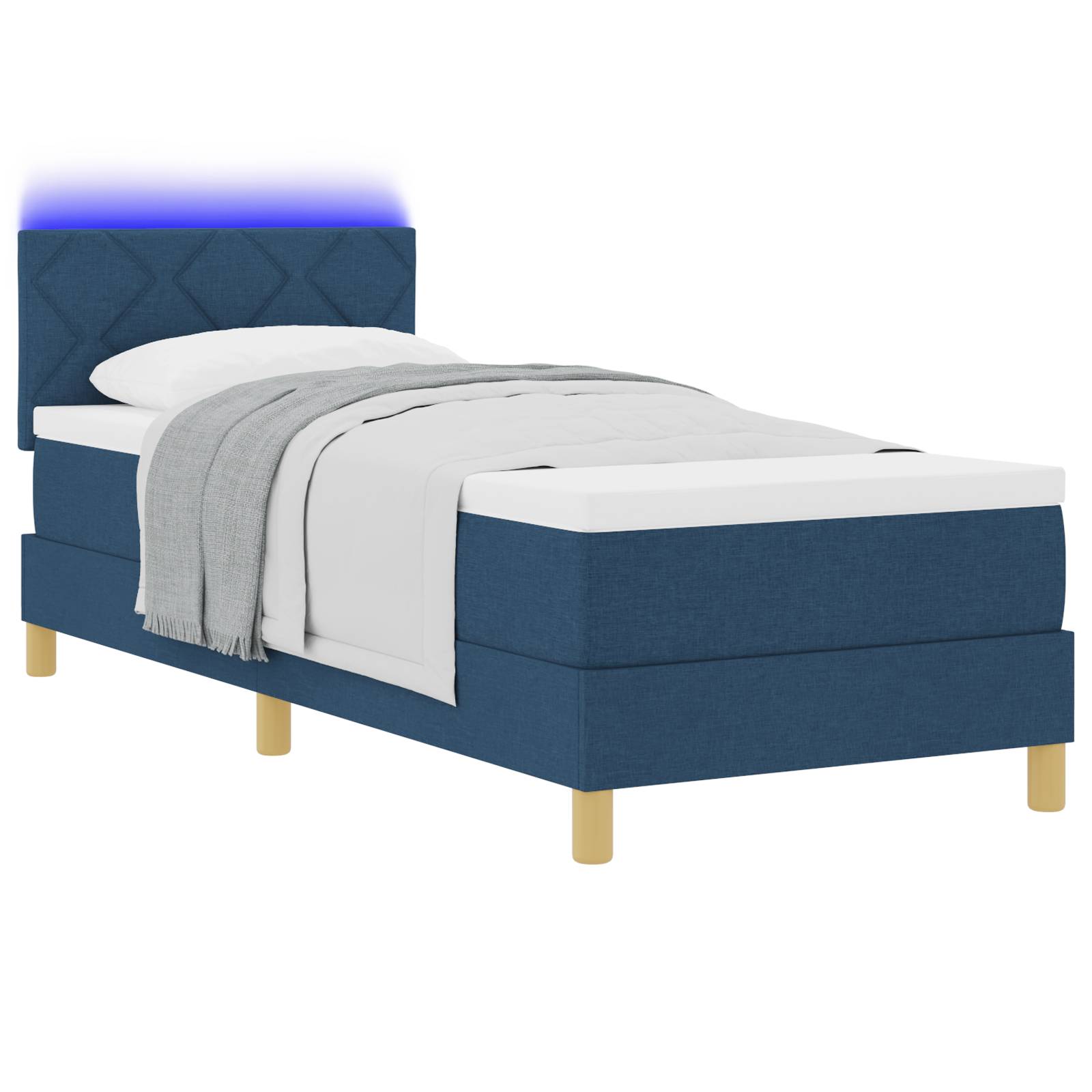 vidaXL Boxspringbett mit Matratze &amp; LED Blau 80x200 cm Stoff