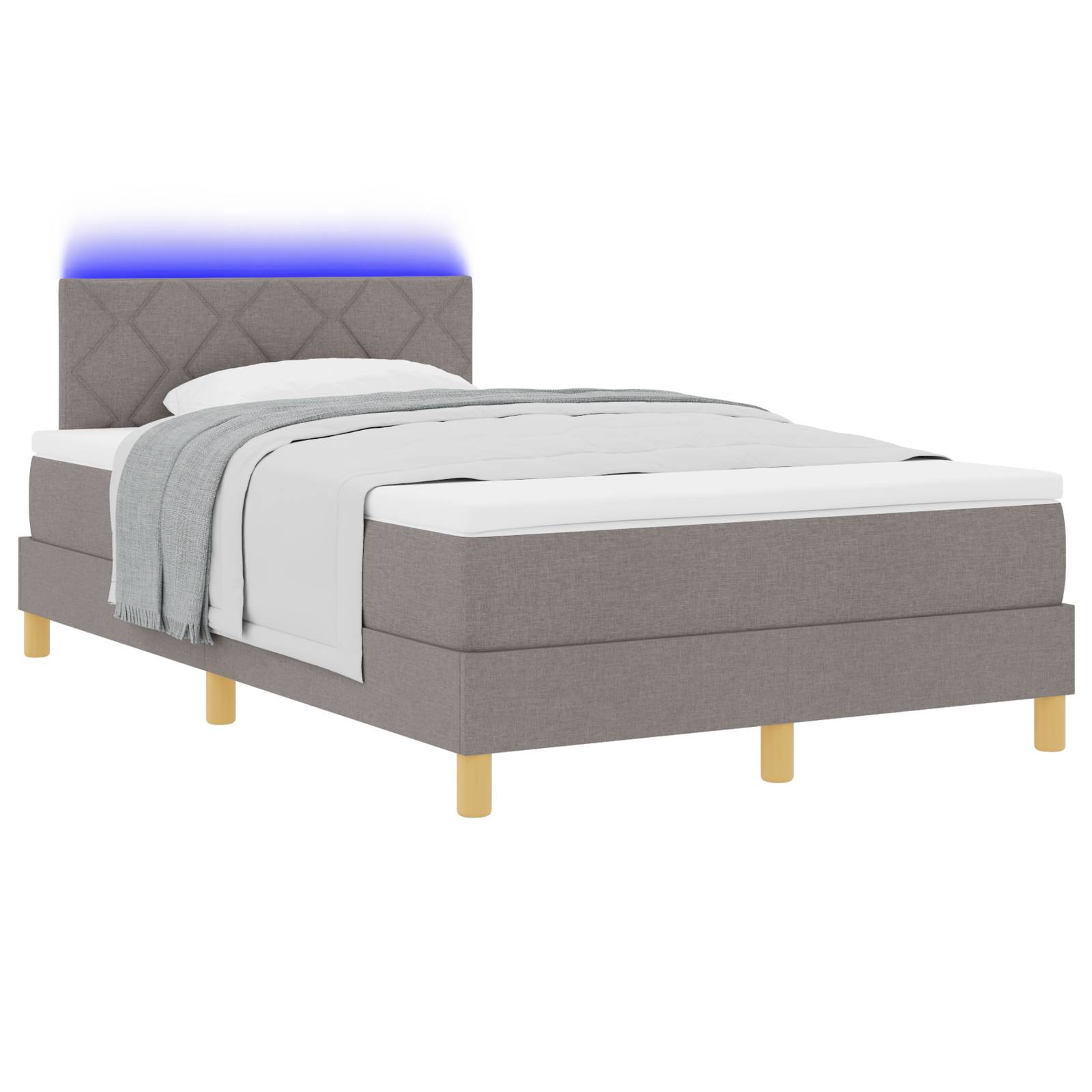 vidaXL Boxspringbett mit Matratze & LED Taupe 120x190 cm Stoff