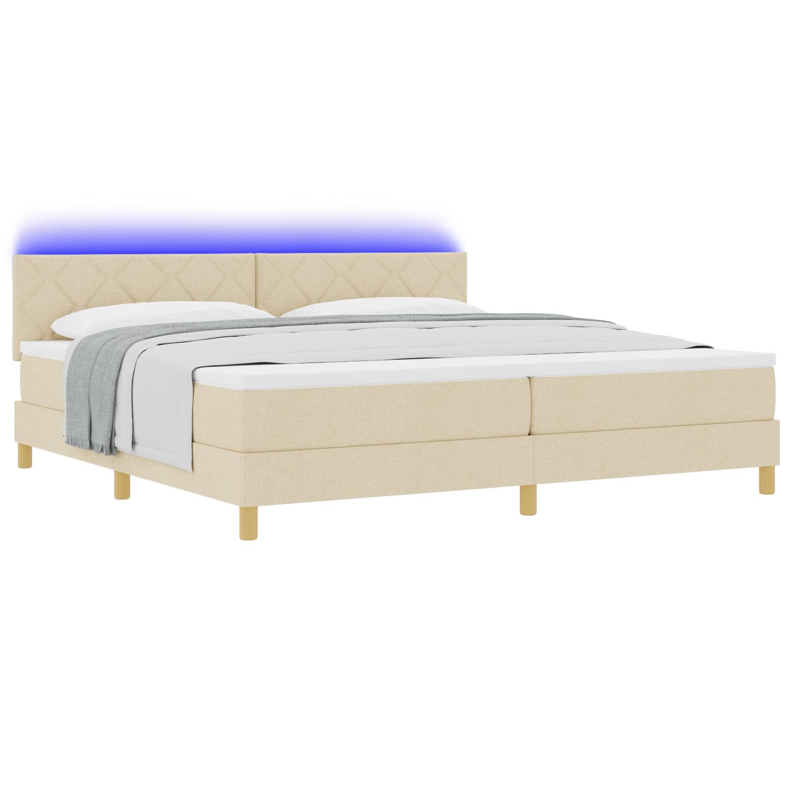 vidaXL Boxspringbett mit Matratze & LED Creme 200x200 cm Stoff