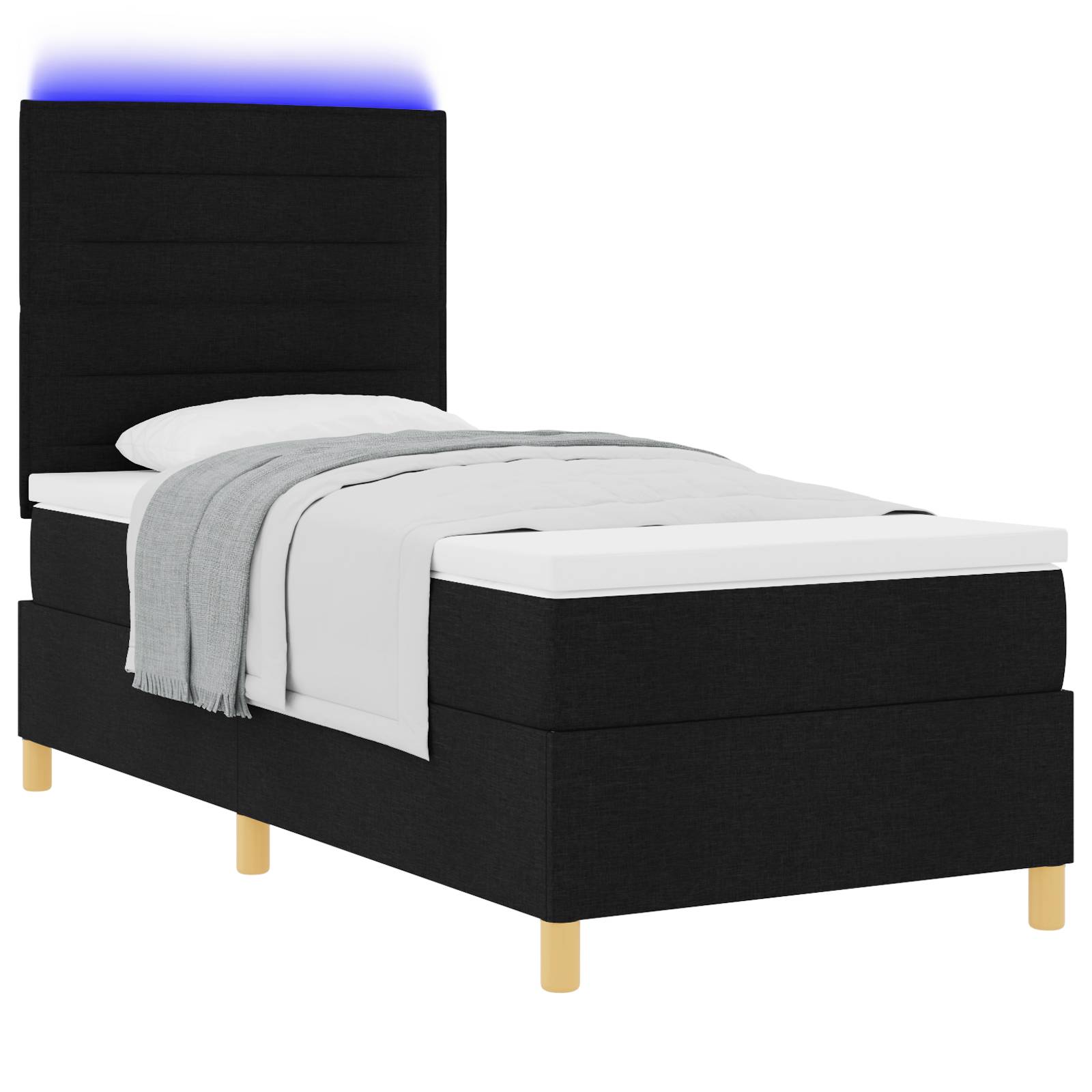vidaXL Boxspringbett mit Matratze & LED Schwarz 80x200 cm Stoff