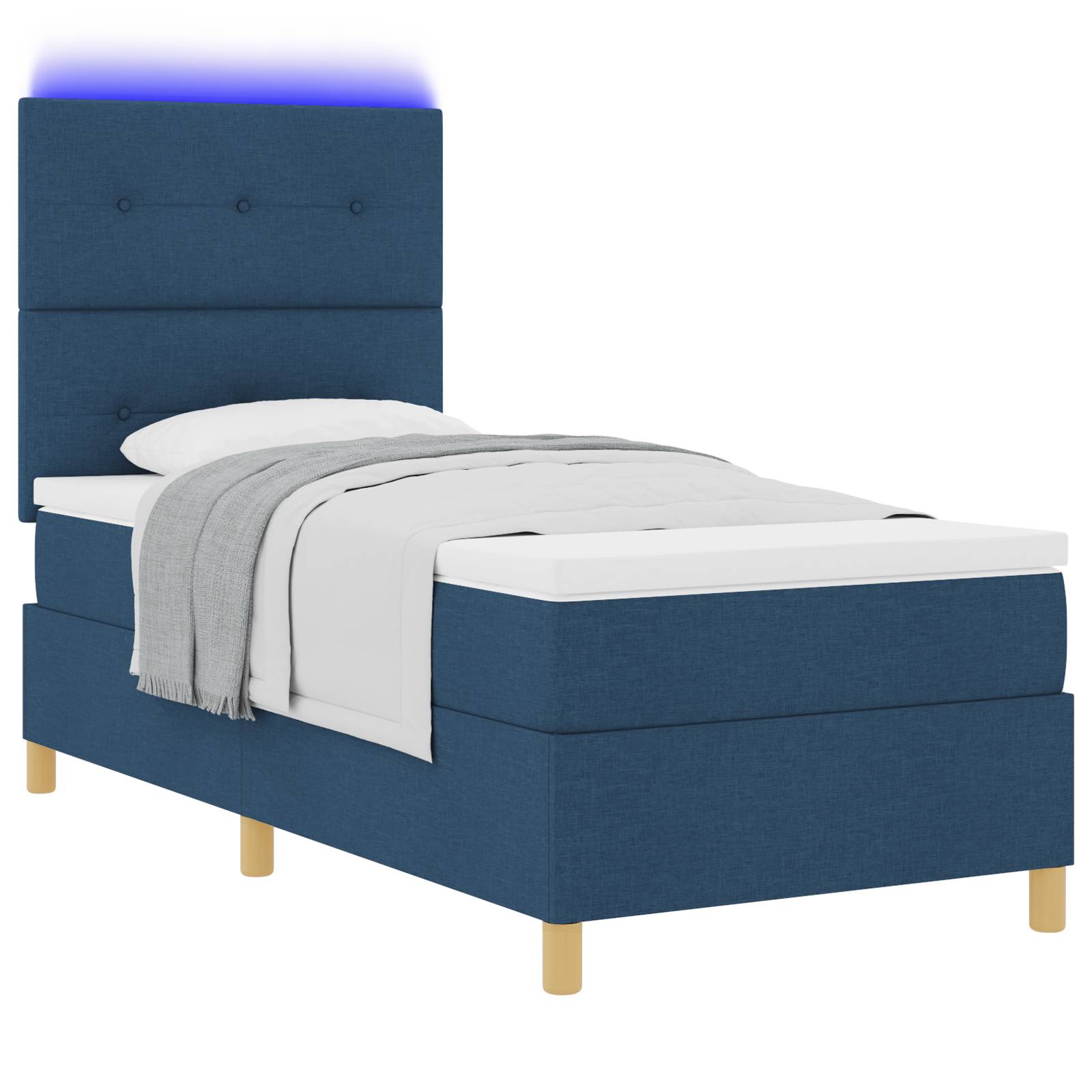 vidaXL Boxspringbett mit Matratze & LED Blau 80x200 cm