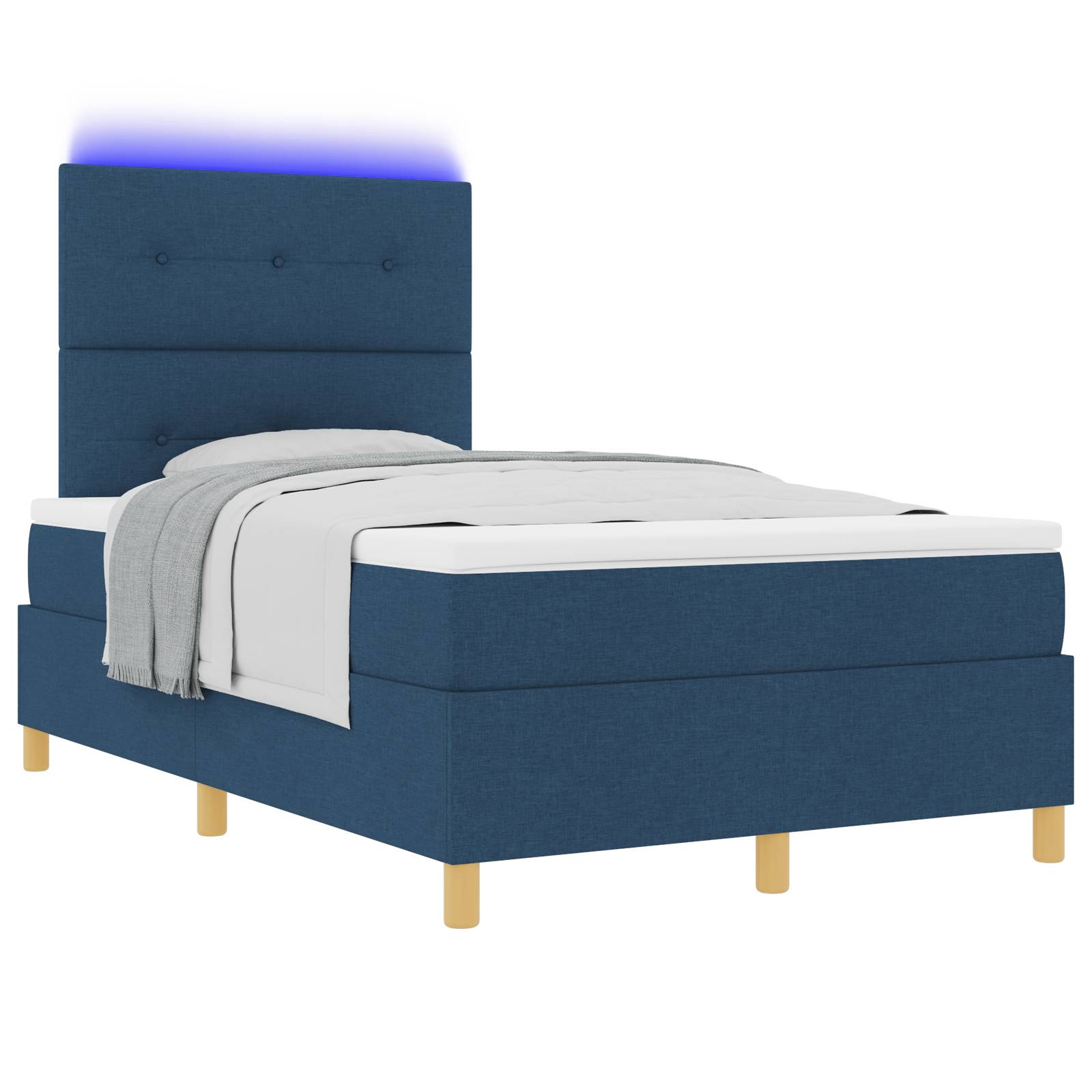 vidaXL Boxspringbett mit Matratze & LED Blau 120x190 cm Stoff