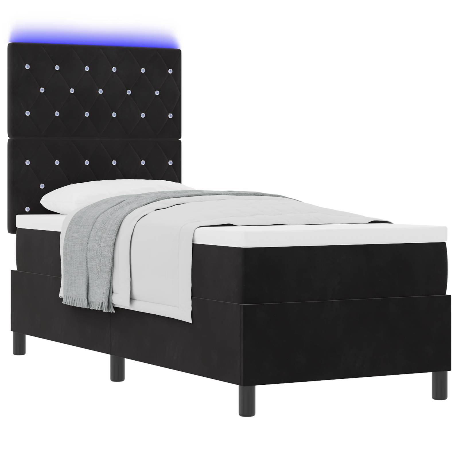 vidaXL LED Boxspringbett mit Matratze Schwarz 80x200 cm Samt