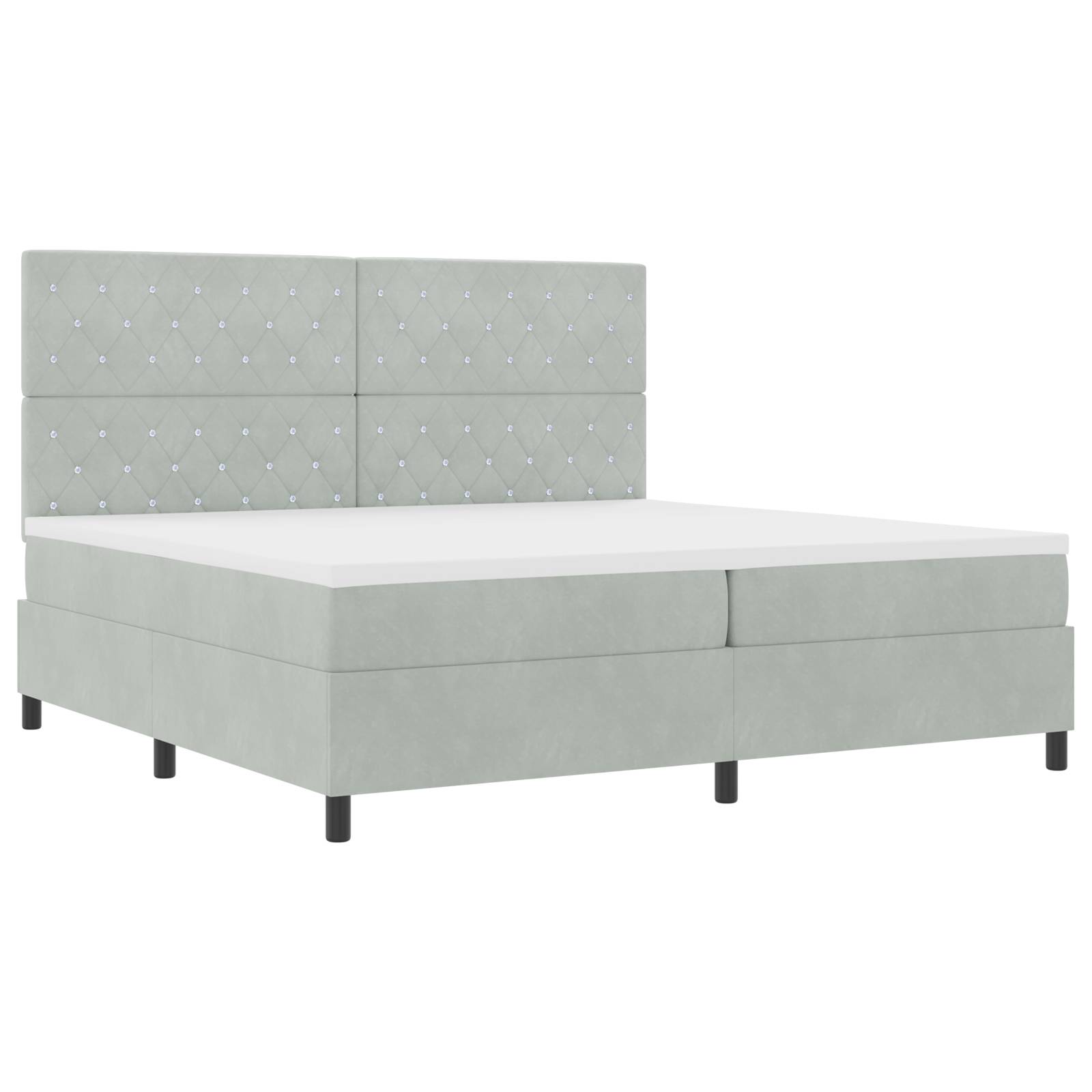 vidaXL LED Boxspringbett mit Matratze Hellgrau 200x200 cm Samt