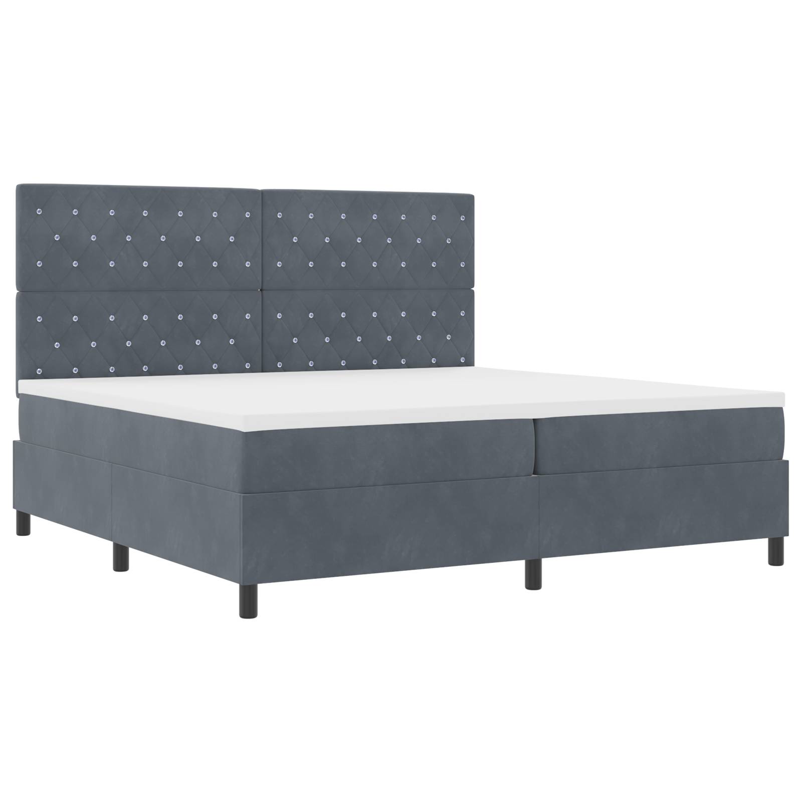 vidaXL LED Boxspringbett mit Matratze Dunkelgrau 200x200 cm Samt