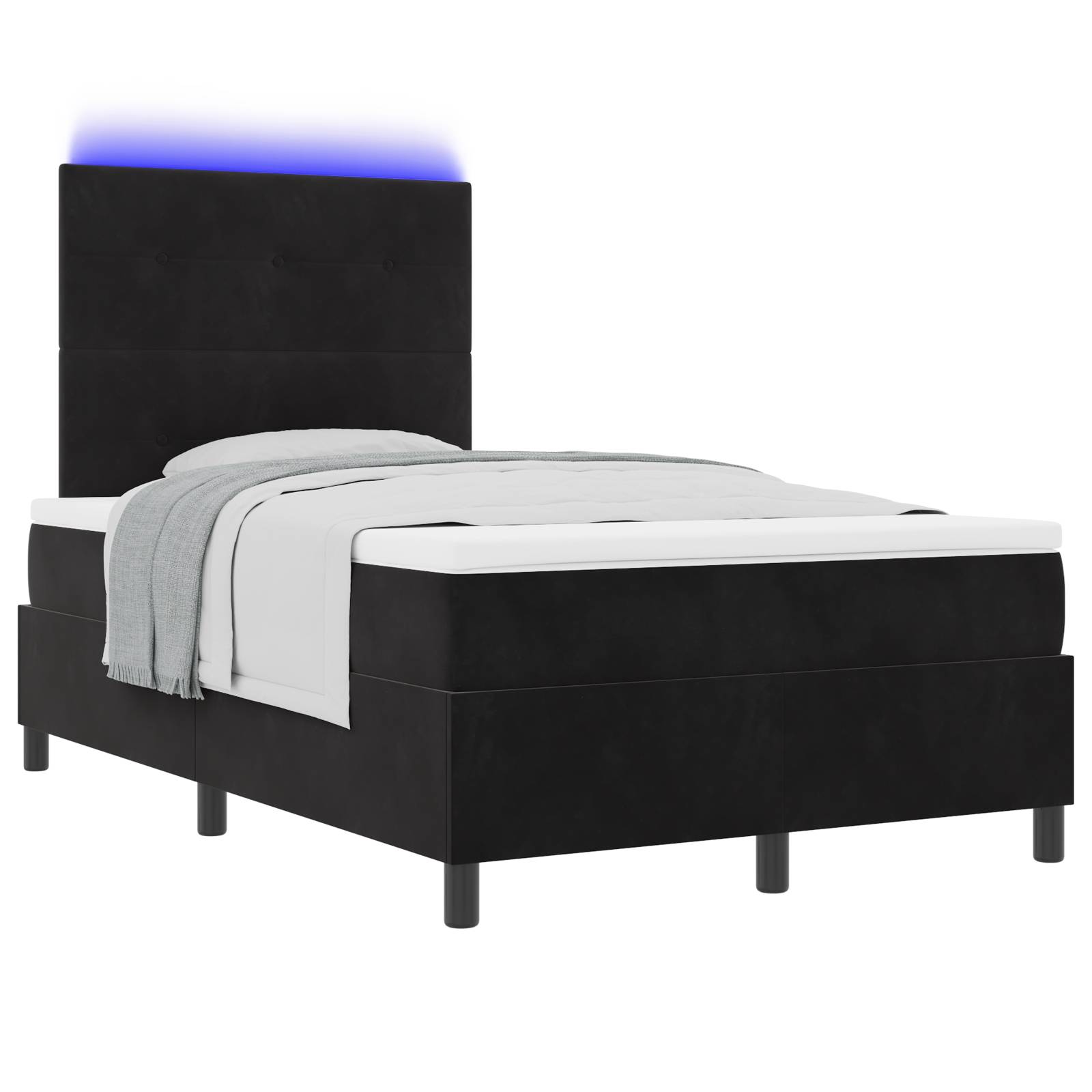 vidaXL LED Boxspringbett mit Matratze Schwarz 120x190 cm Samt