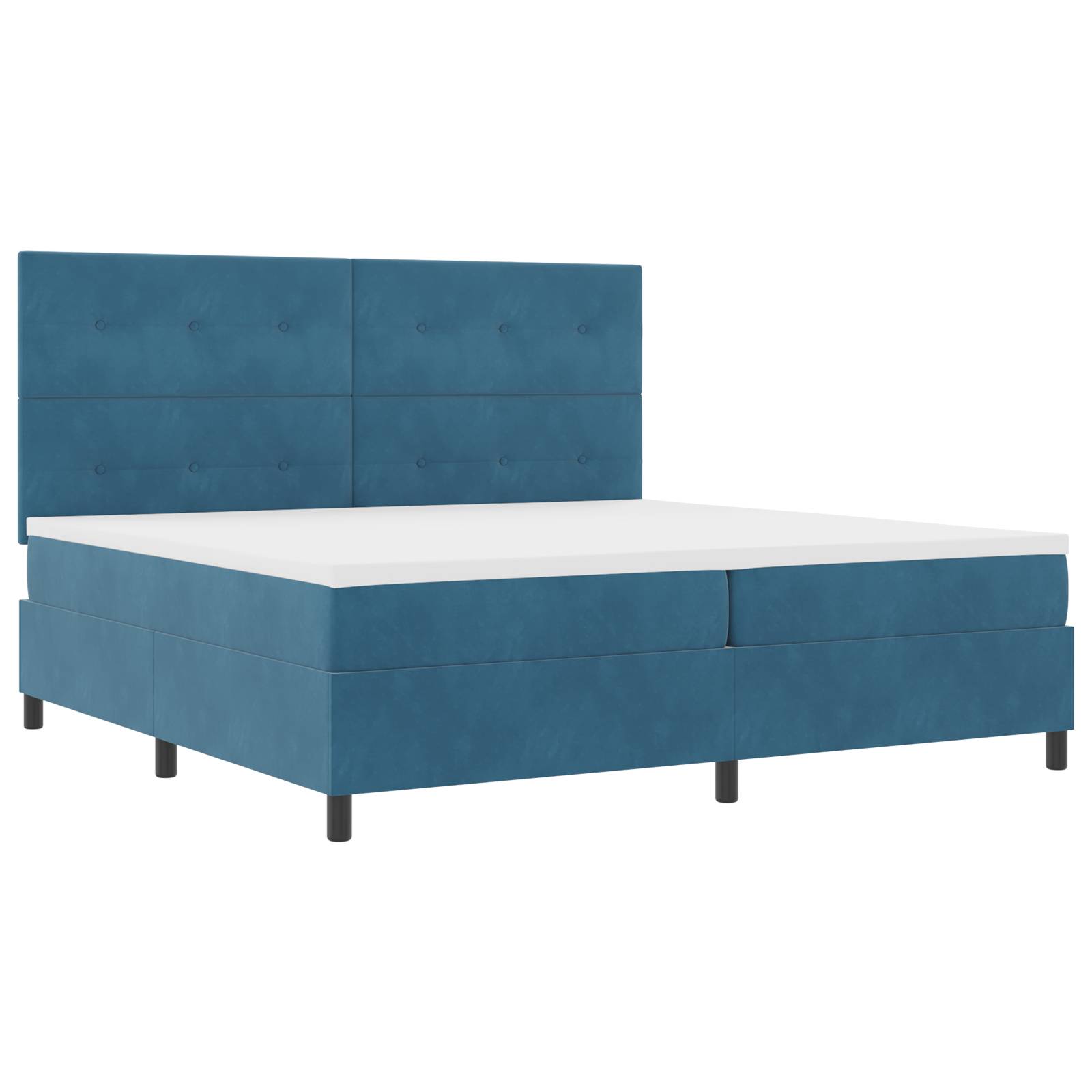 vidaXL LED Boxspringbett mit Matratze Dunkelblau 200x200 cm Samt