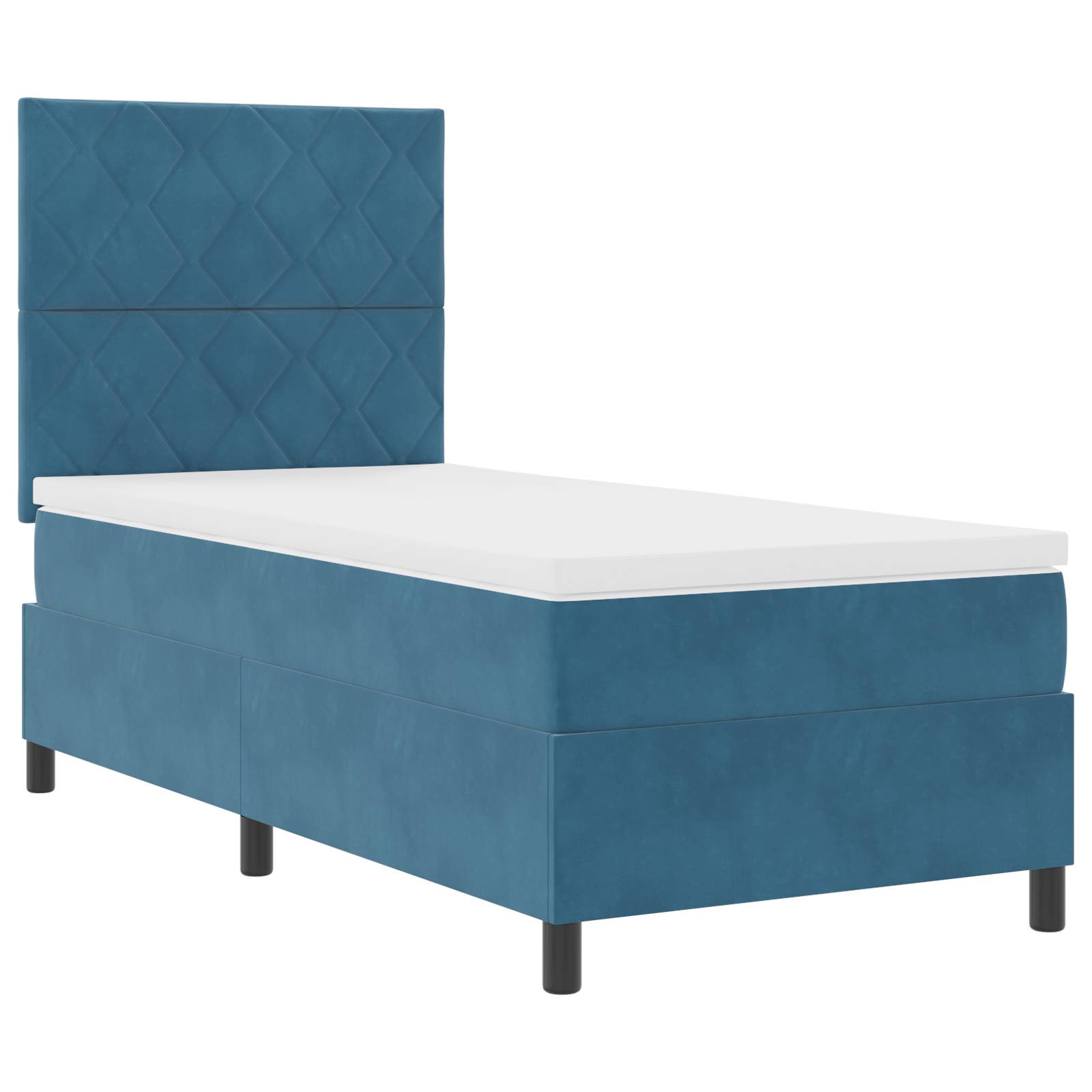 vidaXL LED Boxspringbett mit Matratze Dunkelblau 100x200 cm Samt