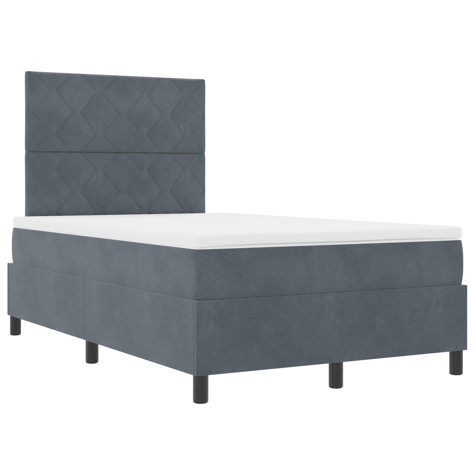 vidaXL LED Boxspringbett mit Matratze Dunkelgrau 120x200 cm Samt