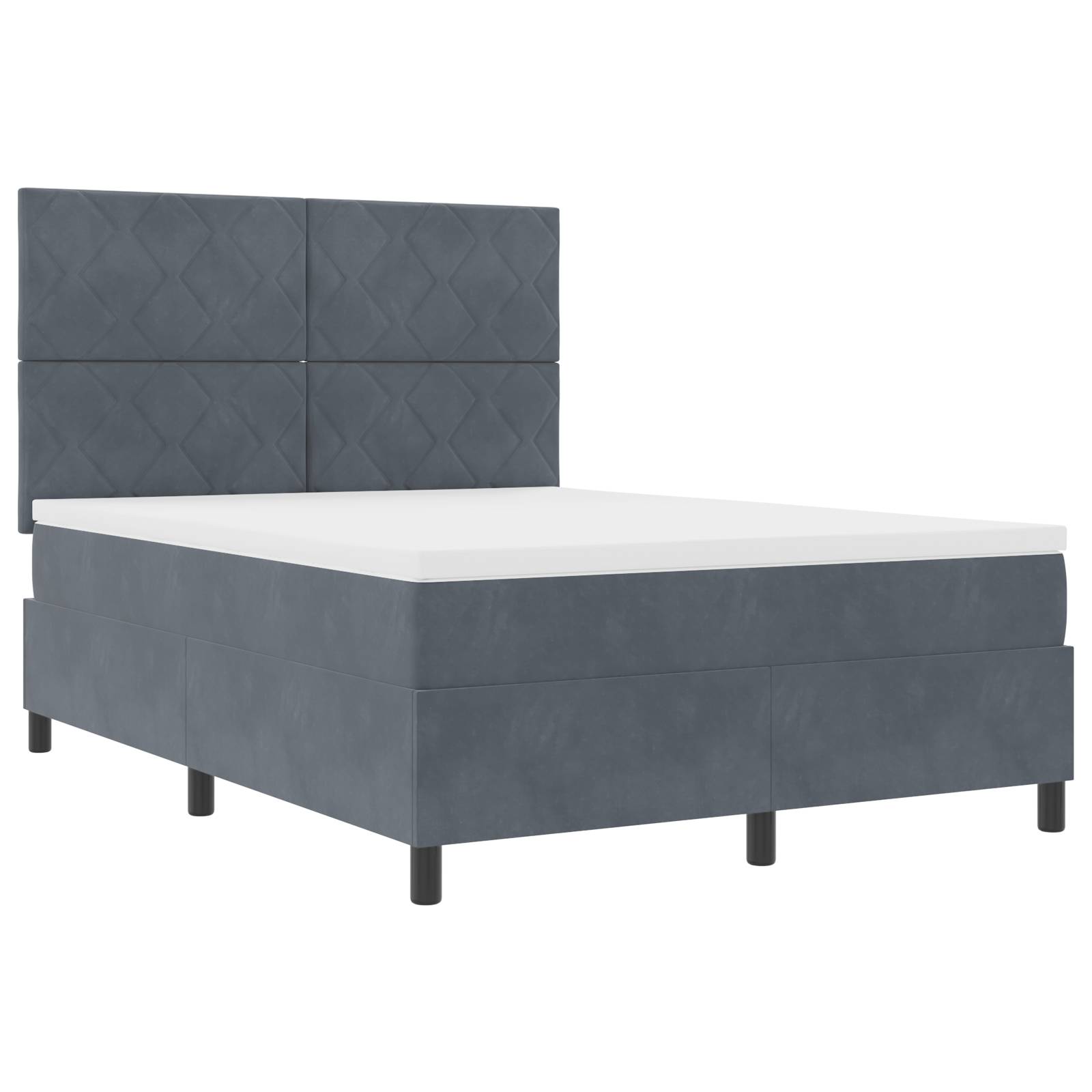 vidaXL LED Boxspringbett mit Matratze Dunkelgrau 160x200 cm Samt