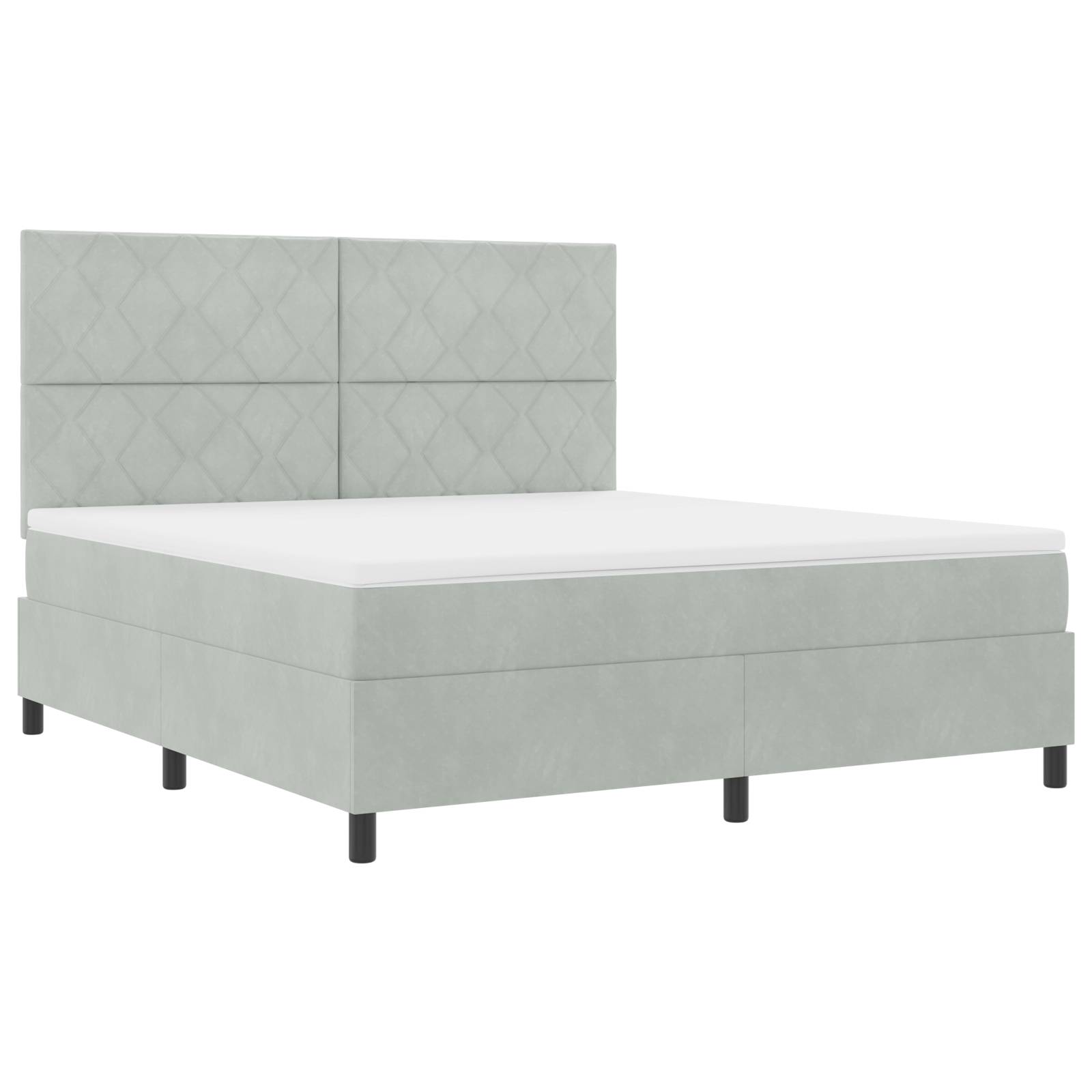 vidaXL LED Boxspringbett mit Matratze Hellgrau 180x200 cm Samt