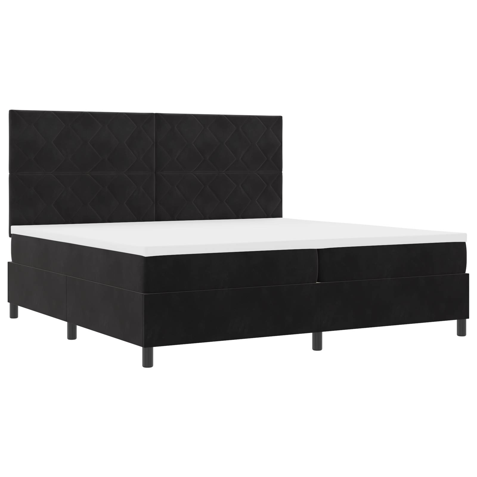 vidaXL LED Boxspringbett mit Matratze Schwarz 200x200 cm Samt