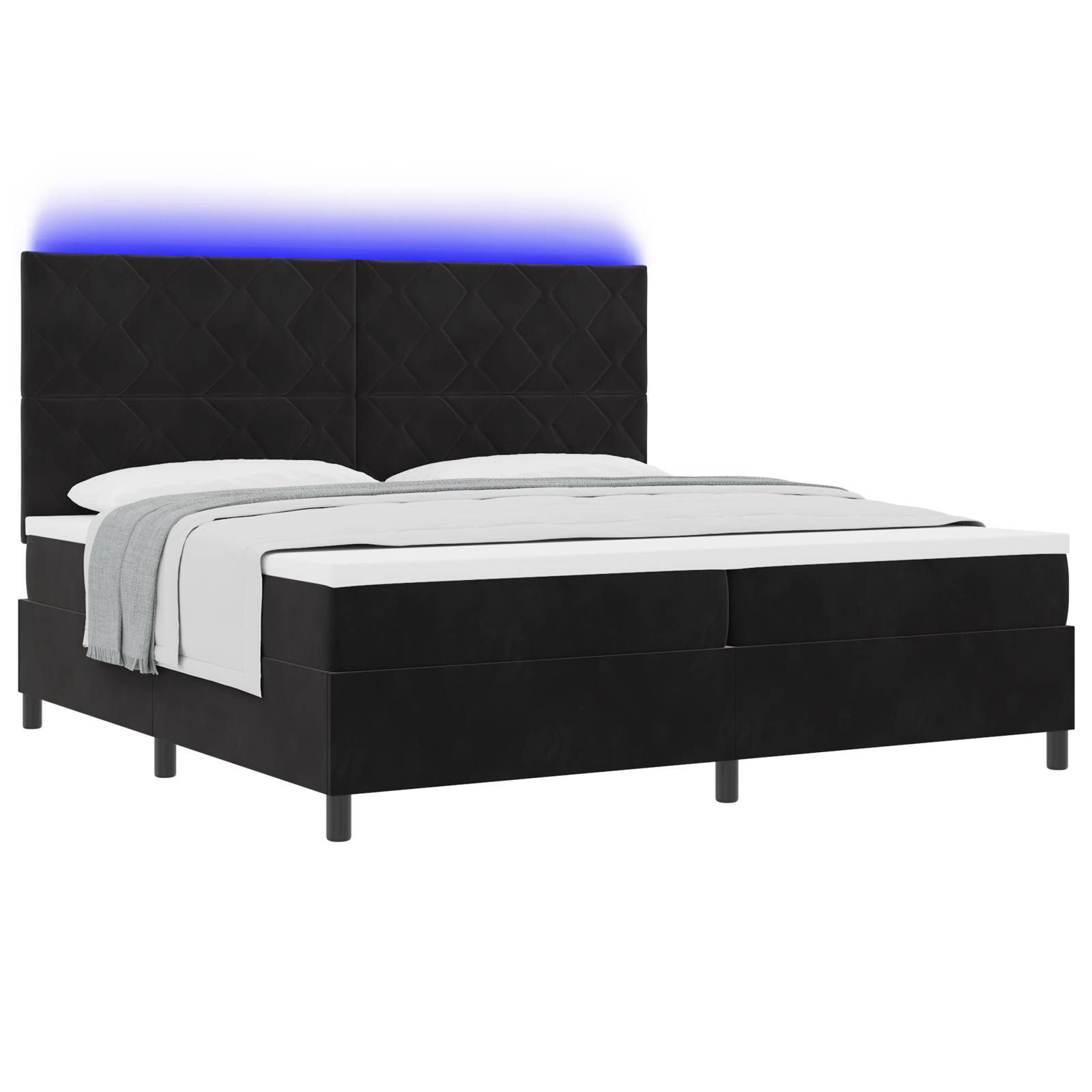 vidaXL LED Boxspringbett mit Matratze Schwarz 200x200 cm Samt