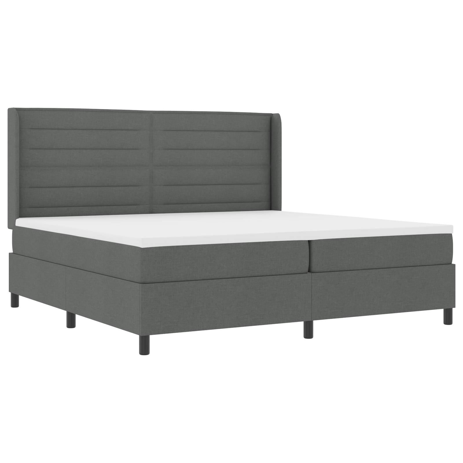vidaXL LED Boxspringbett mit Matratze Dunkelgrau 200x200 cm Stoff
