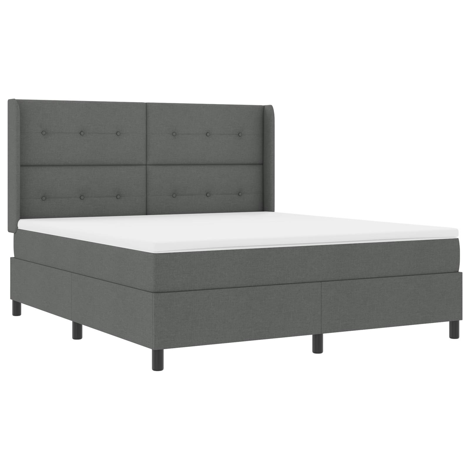 vidaXL Boxspringbett mit Matratze Dunkelgrau 180x200 cm Stoff