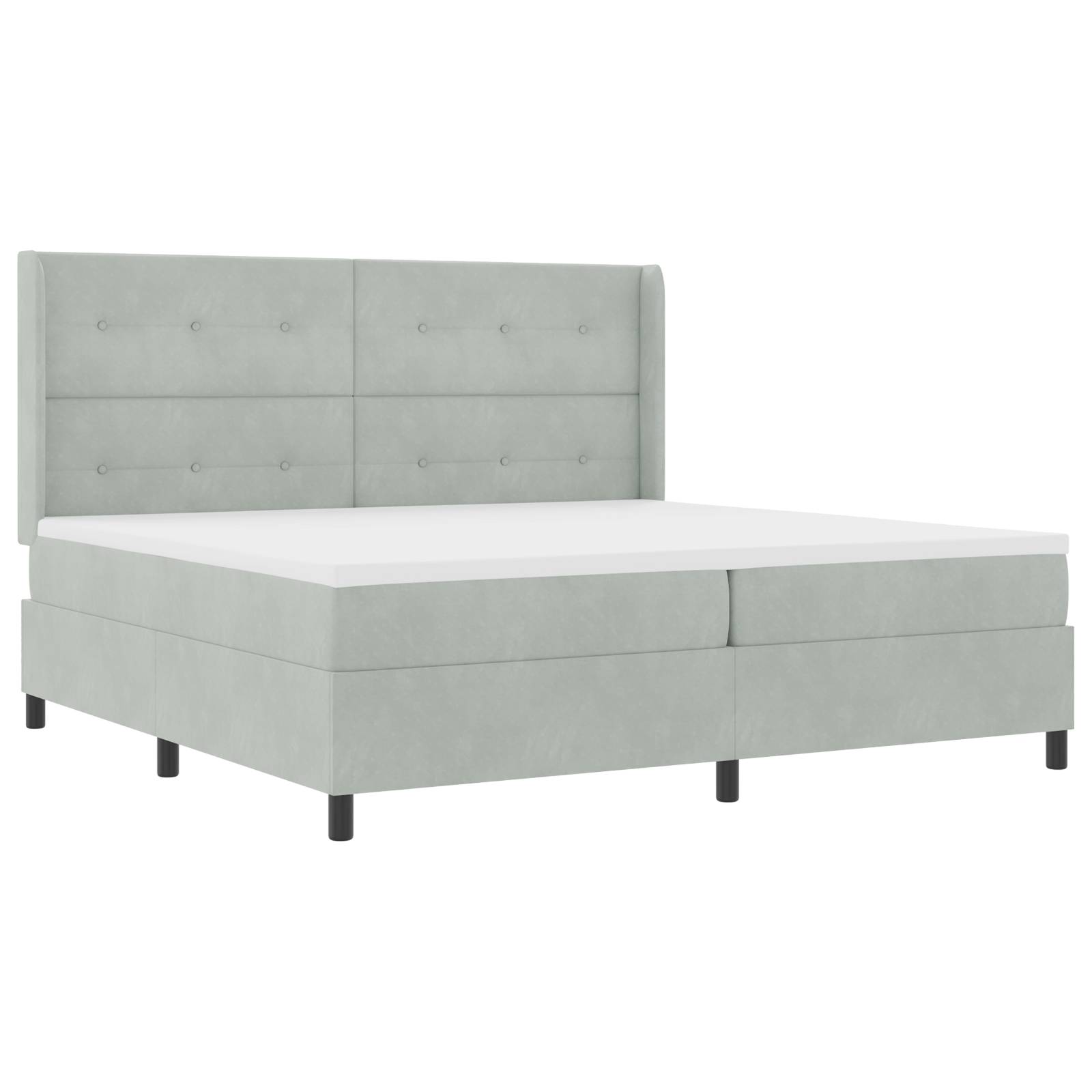 vidaXL LED Boxspringbett mit Matratze Hellgrau 200x200 cm Samt