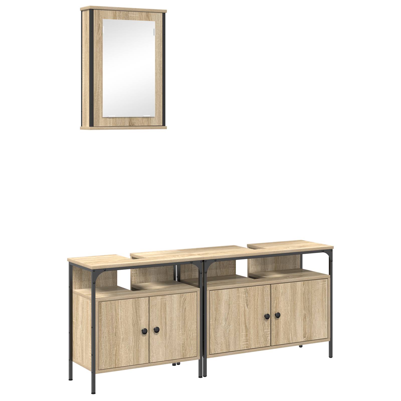 vidaXL 3-tlg. Badschrank-Set Sonoma Eiche Holzwerkstoff