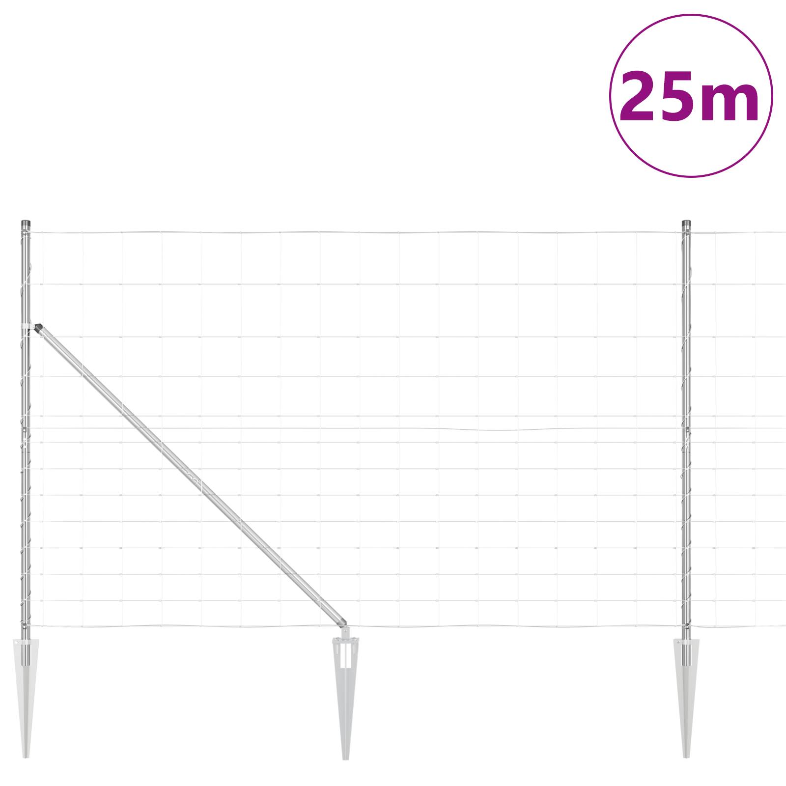vidaXL Feldzaun 1,5x25 m Verzinkter Stahl