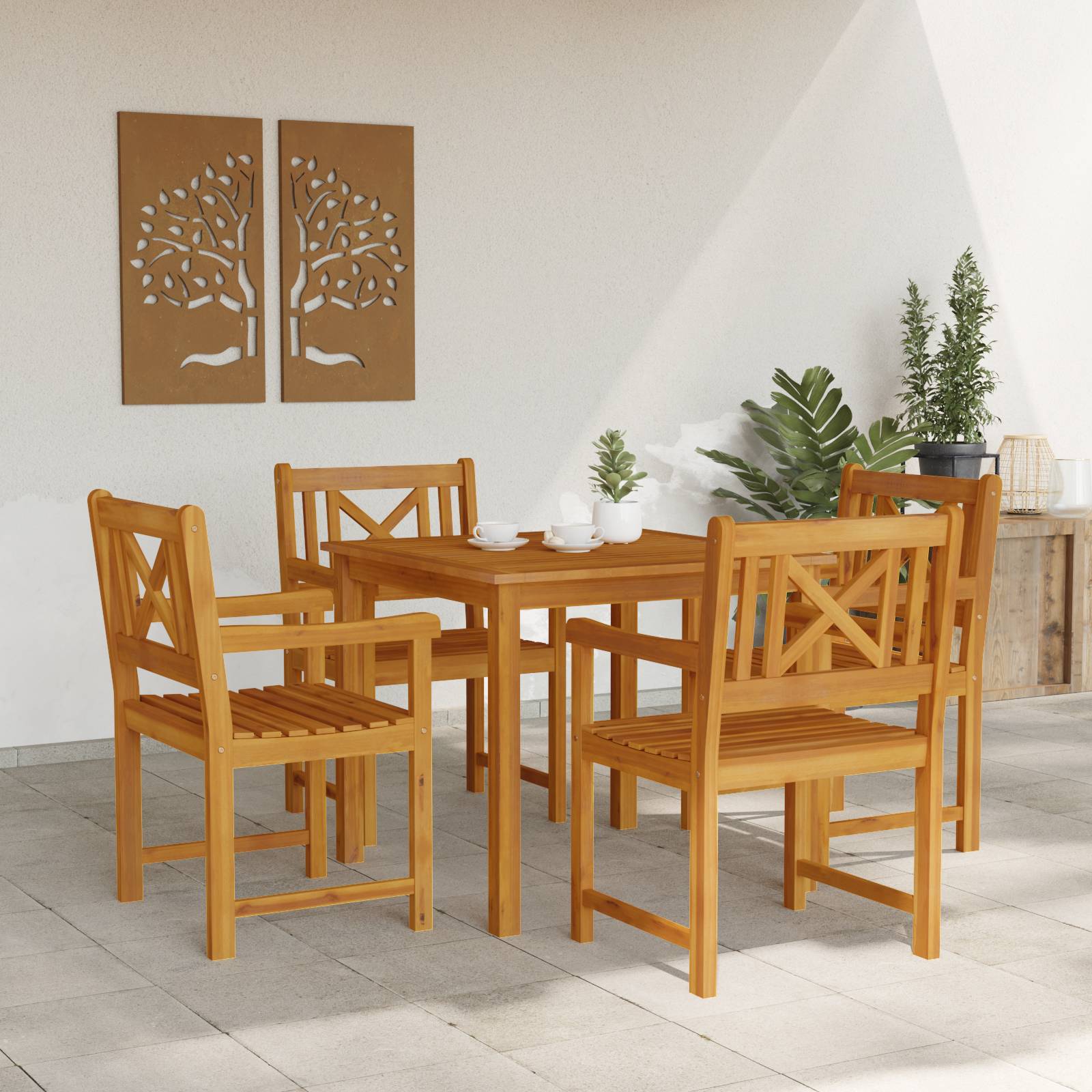 vidaXL 5-tlg. Garten-Essgruppe Massivholz Akazie