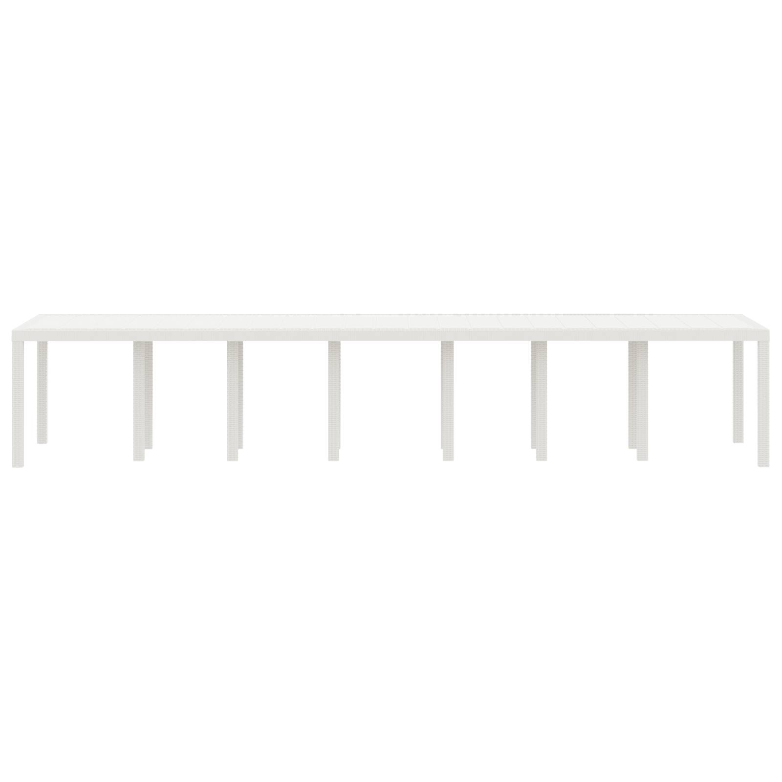 vidaXL Gartentisch Weiß 400x100x73 cm Poly Rattan