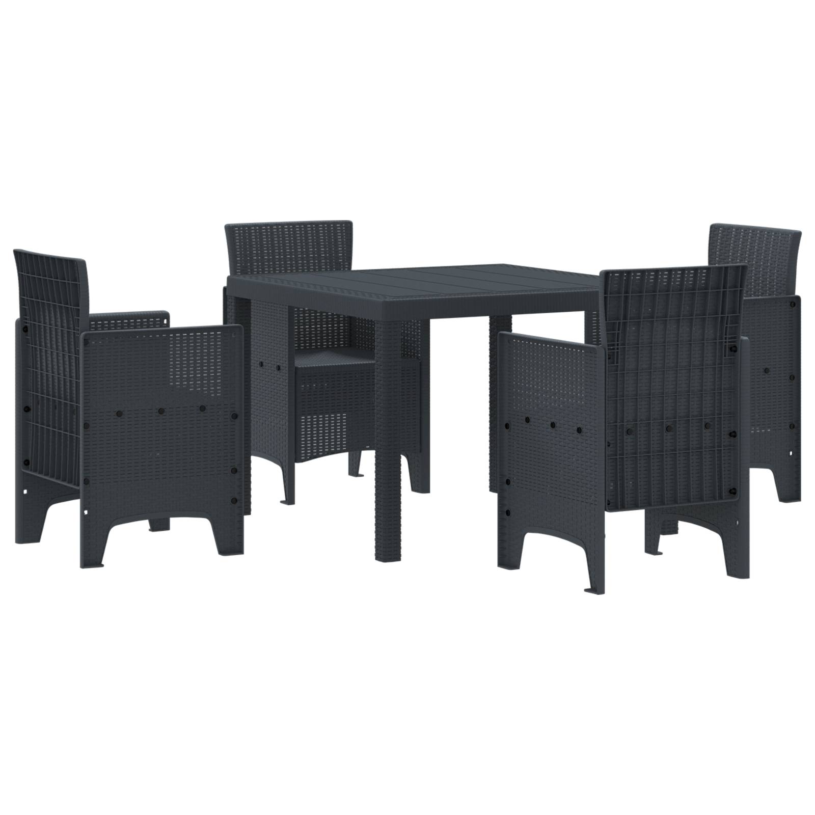 vidaXL 5-tlg. Garten-Essgruppe Anthrazit Poly Rattan